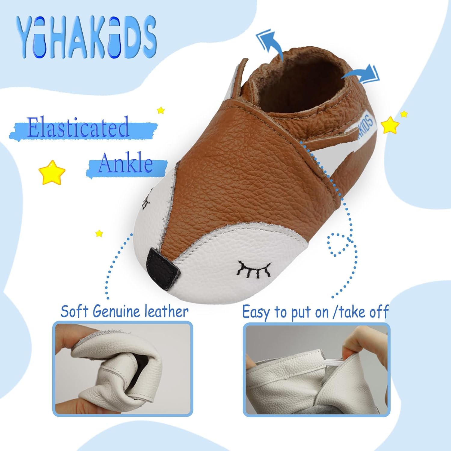 YIHAKIDS Soft Leather Baby Shoes for Crawling and First Walking