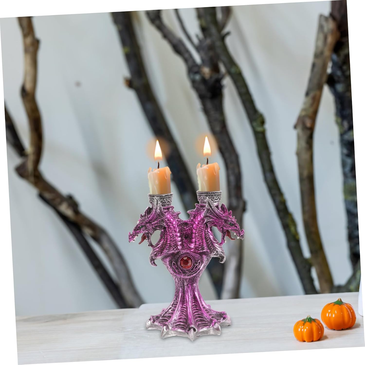 Cabilock Halloween Dragon Candle Holder Resin Reusable