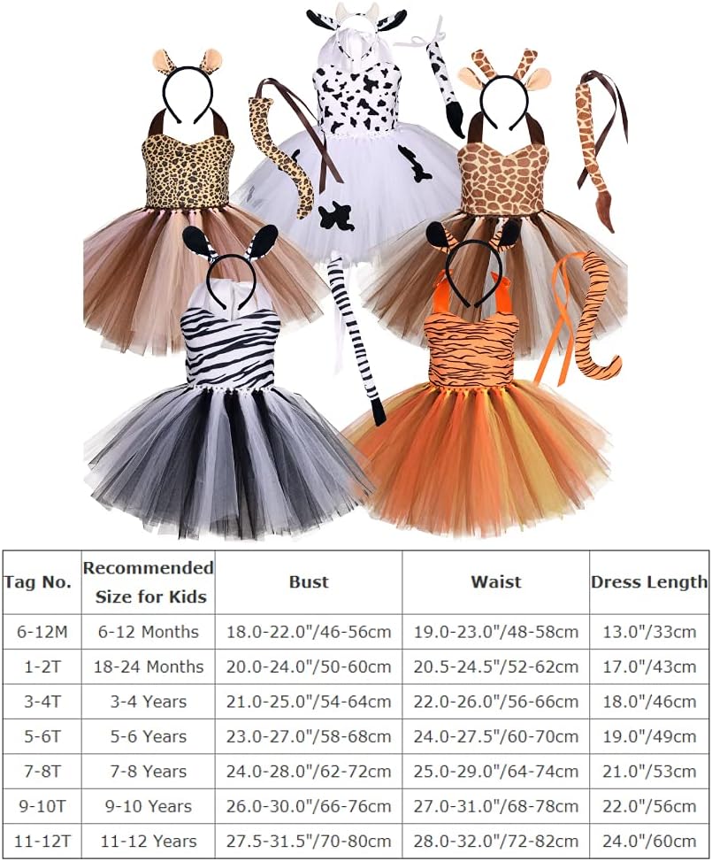 Girls Cow Cosplay Tutu Dress Set 3pcs for Halloween Birthday