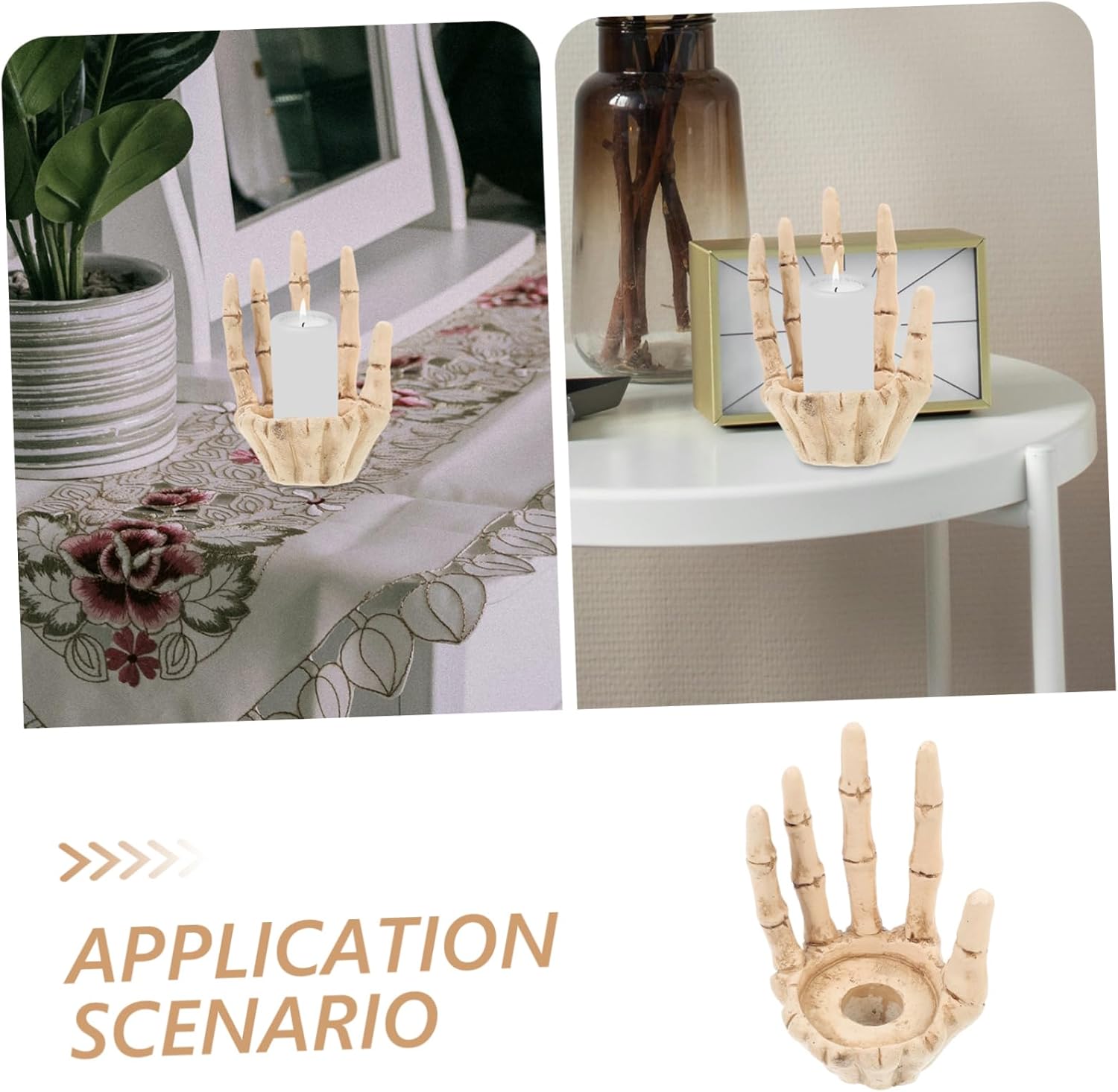 VOSAREA Gothic Skeleton Hand Candle Holder