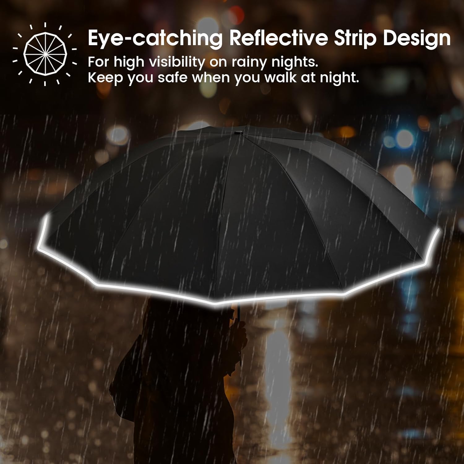 G4Free 54 Inch Double Layer Inverted Umbrella with Reflective Strips