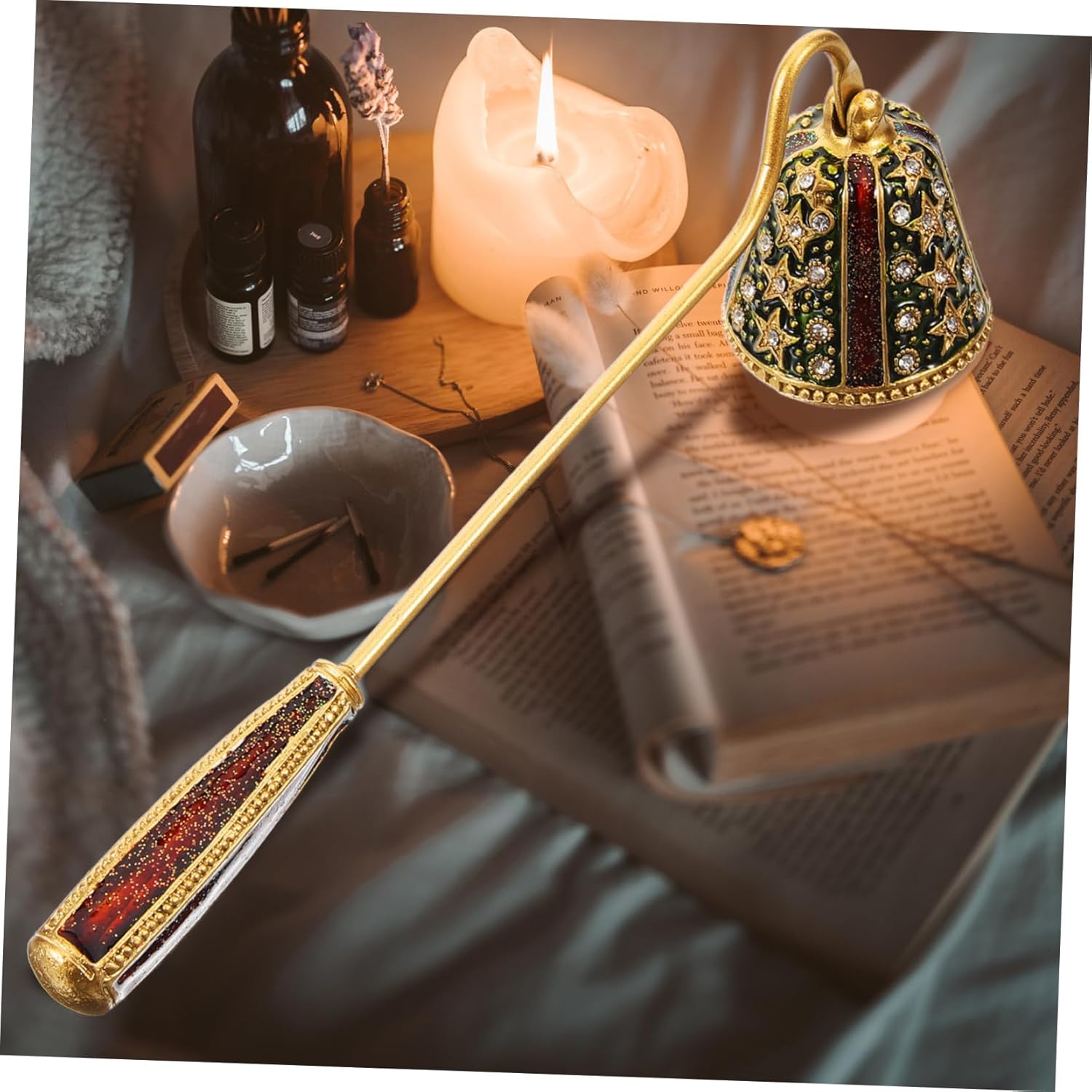 Ciieeo Candle Snuffer with Rhinestone Star Design