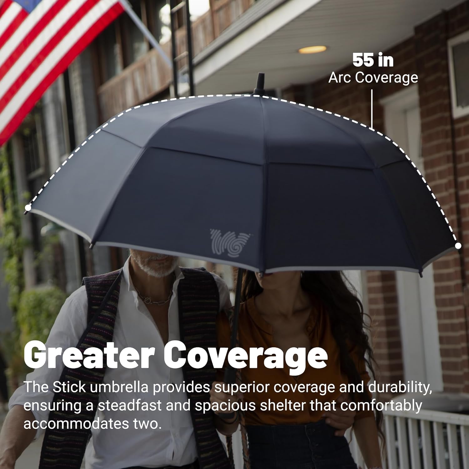 Weatherman Windproof Stick Umbrella 55 MPH Resists