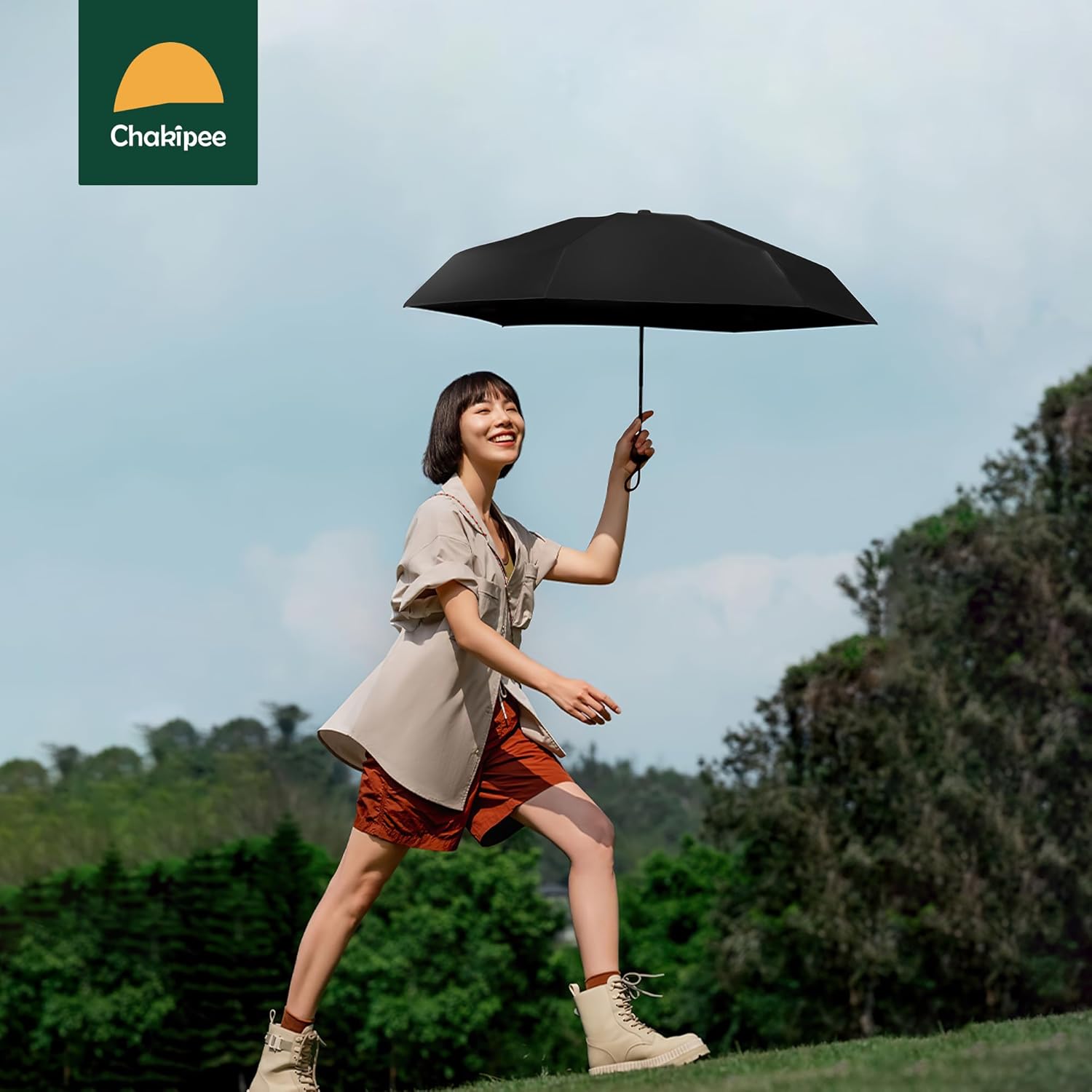 Chakipee Mini UV Umbrella Compact Lightweight Portable for Travel and Rain