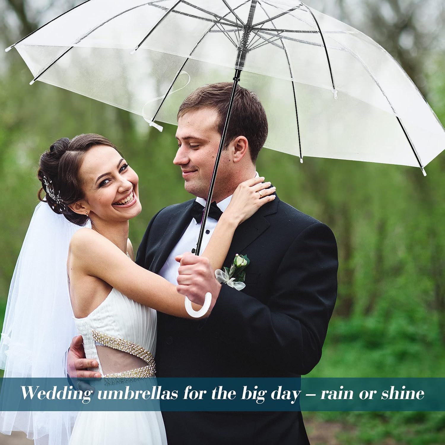 Saintrygo 20 Pack Clear Wedding Umbrellas with J Hook Handle 1