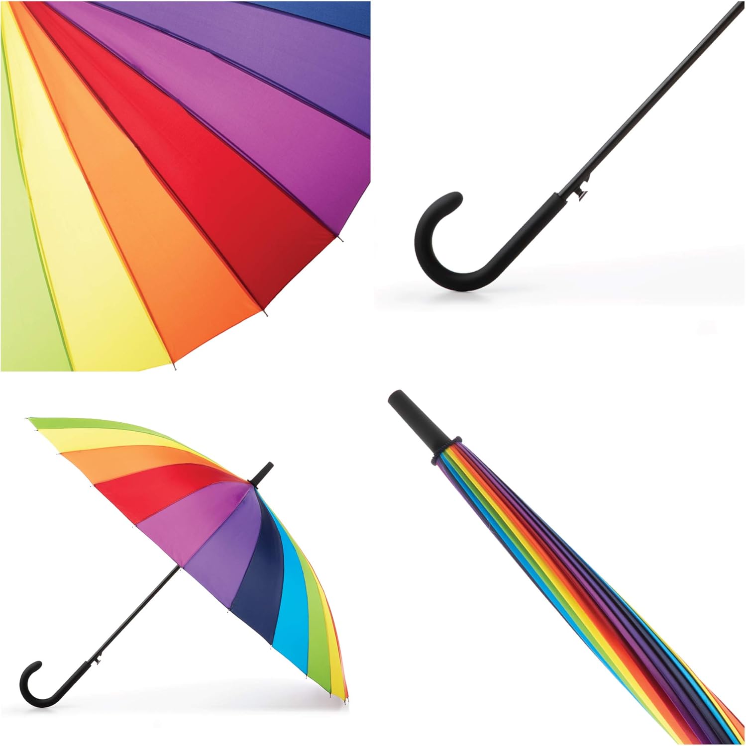 Totes Large Eco Auto-Open Stick Umbrella with J Hook Handle 1