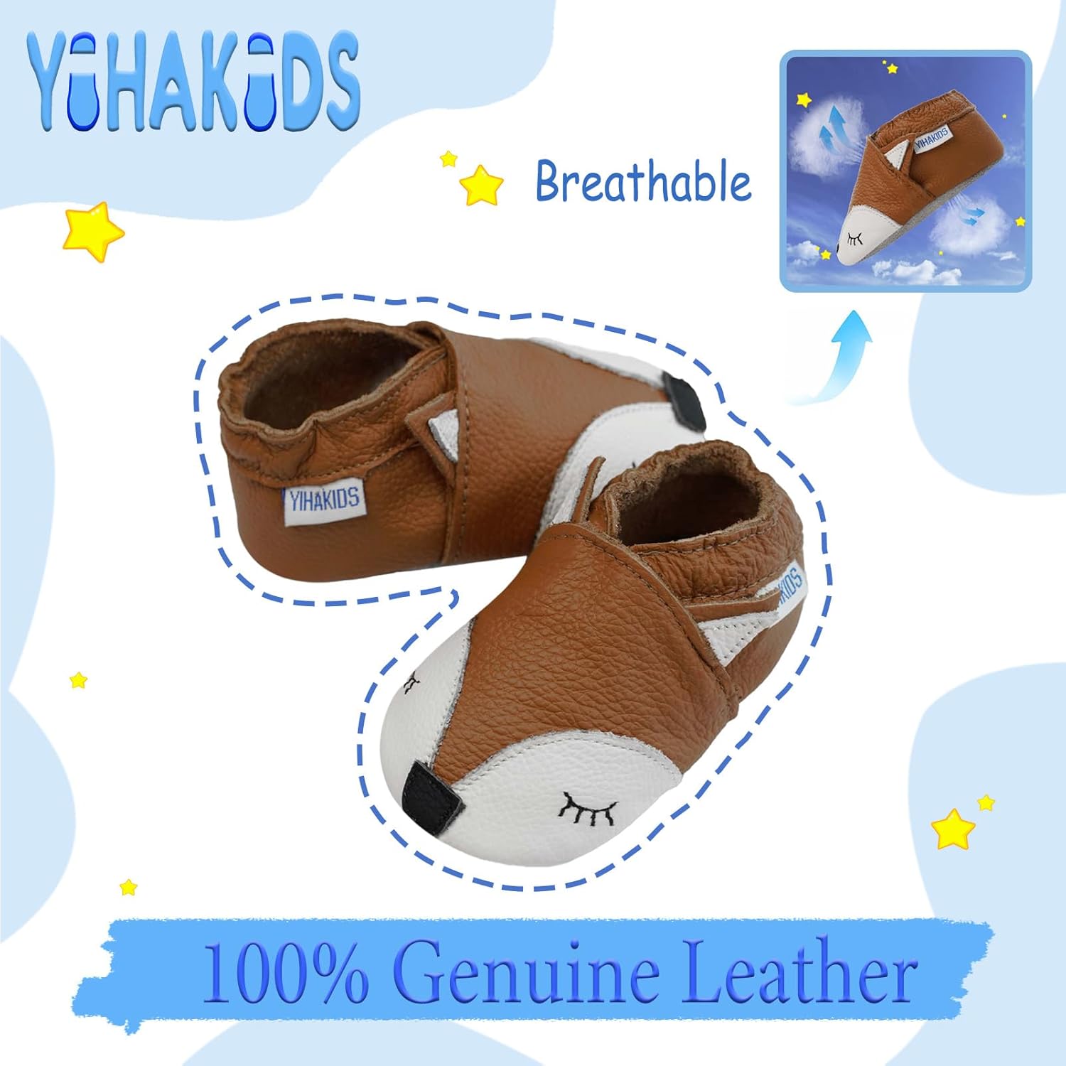 YIHAKIDS Soft Leather Baby Shoes for Crawling and First Walking