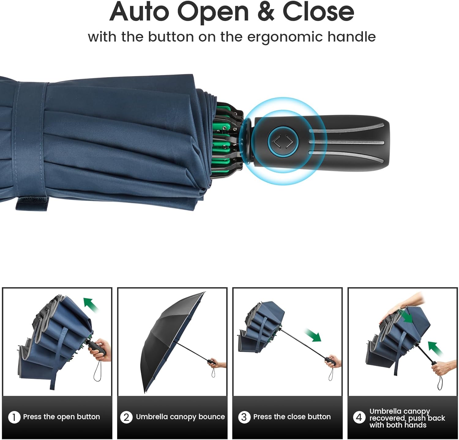 G4Free 54 Inch Double Layer Inverted Umbrella with Reflective Strips