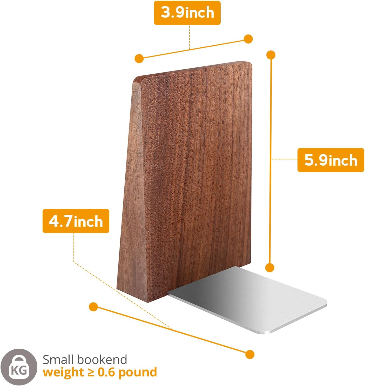 DRELIFAM Black Walnut Book Ends Heavy Duty