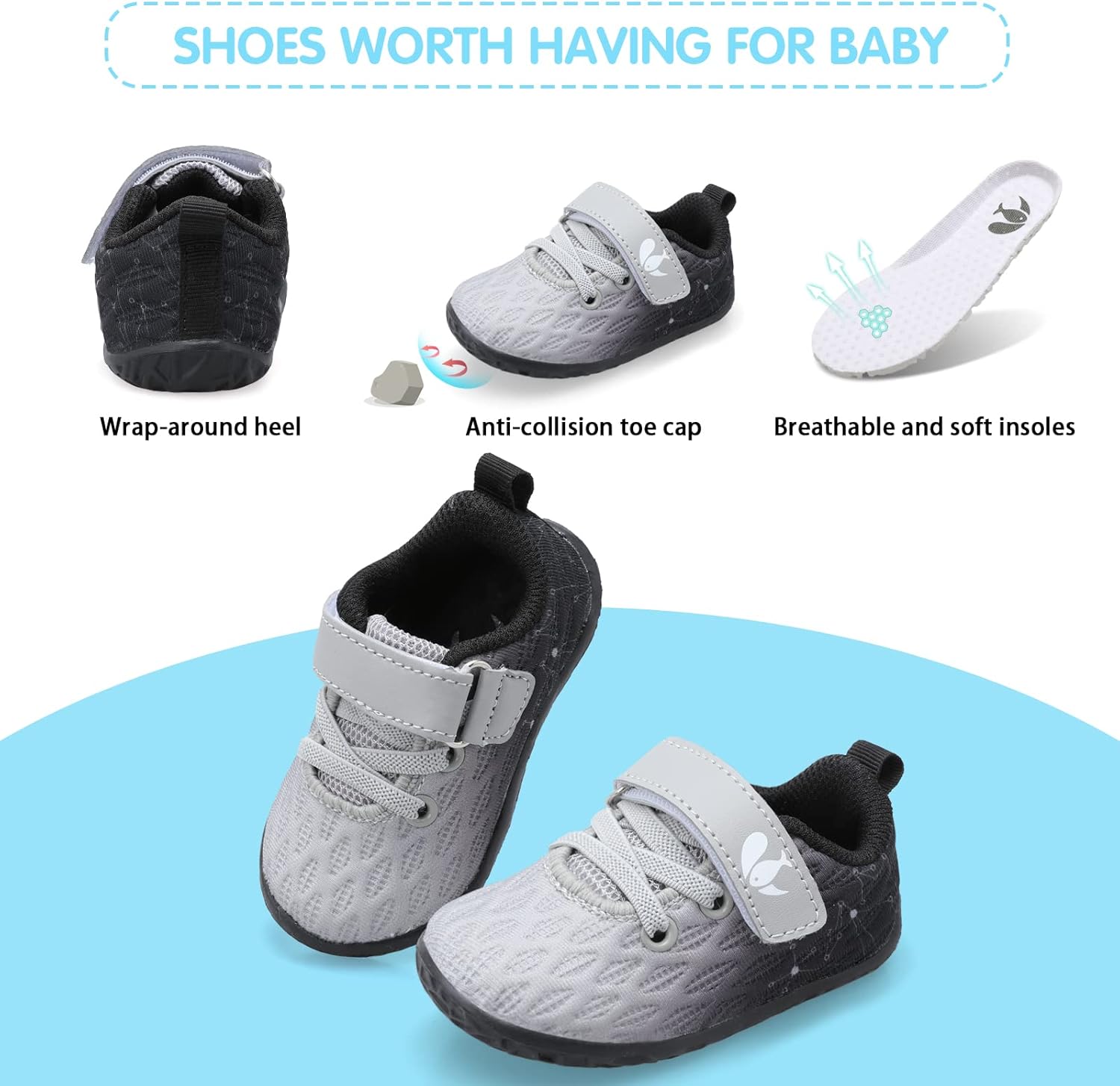 FEETCITY Infant First Walking Shoes for Boys Girls