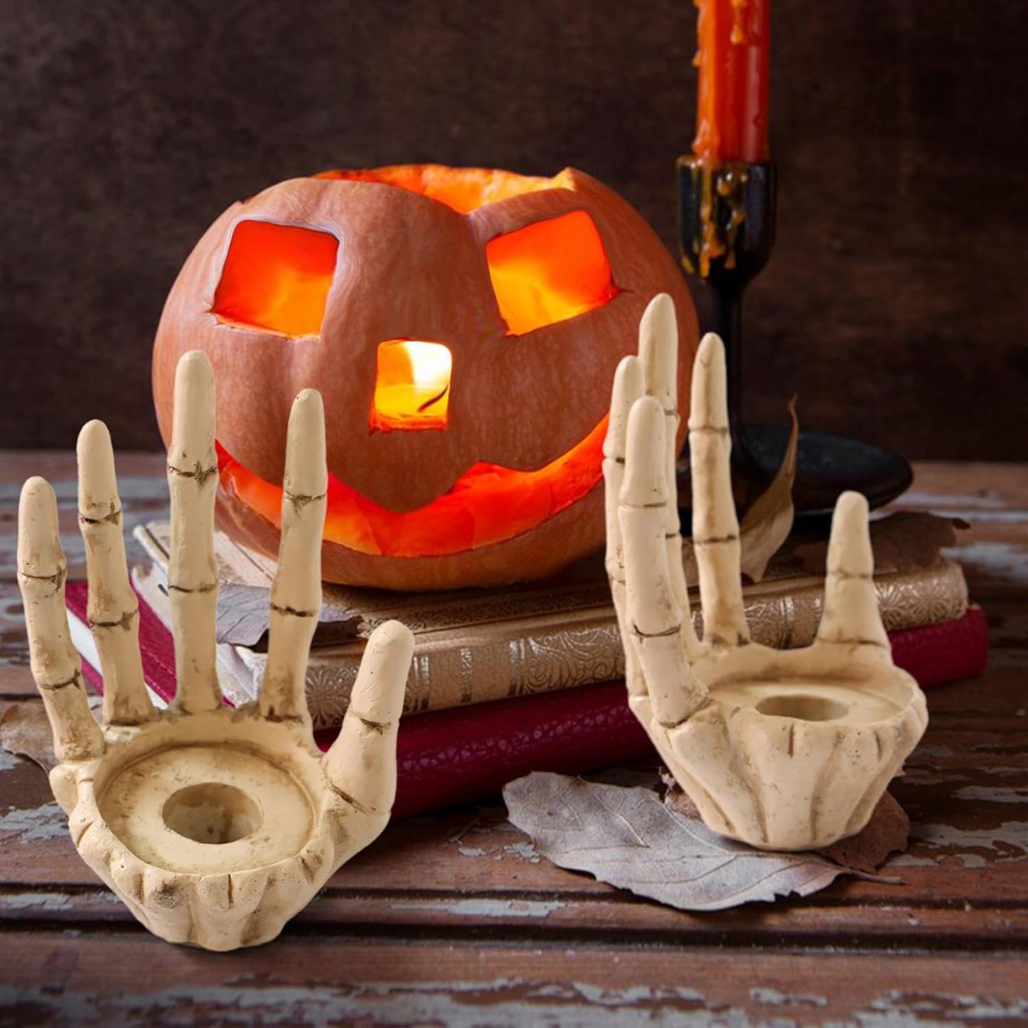 Halloween Skeleton Hand Candle Holder Resin Decor