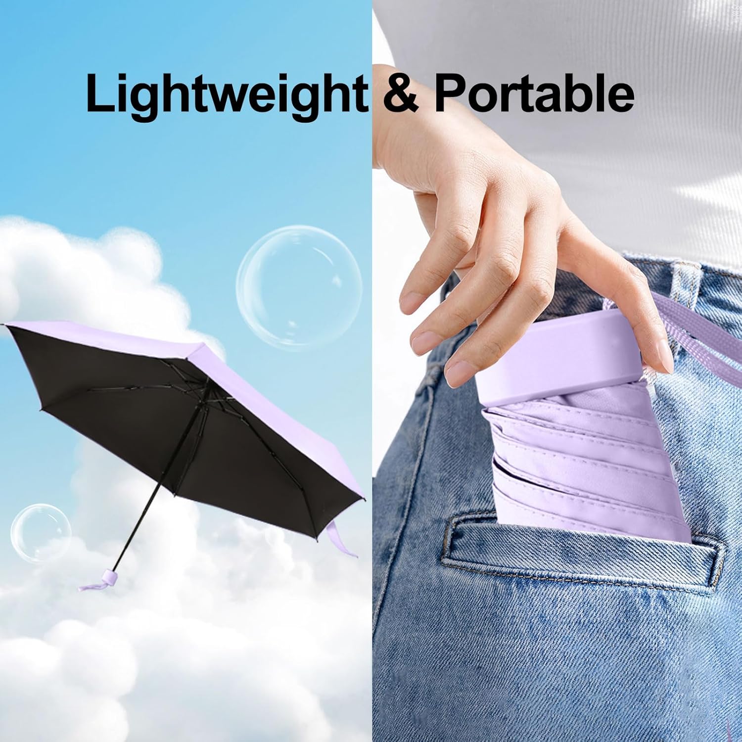 GUARAY Mini Umbrella with Case Lightweight Folding Travel Accessory