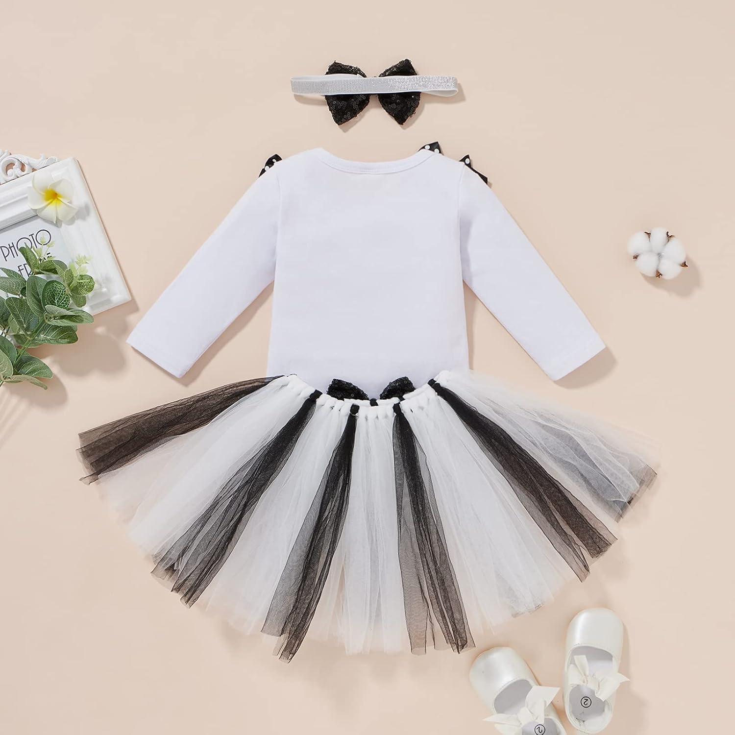 IDOPIP Baby Halloween Costume Set with Tutu Skirt and Headband