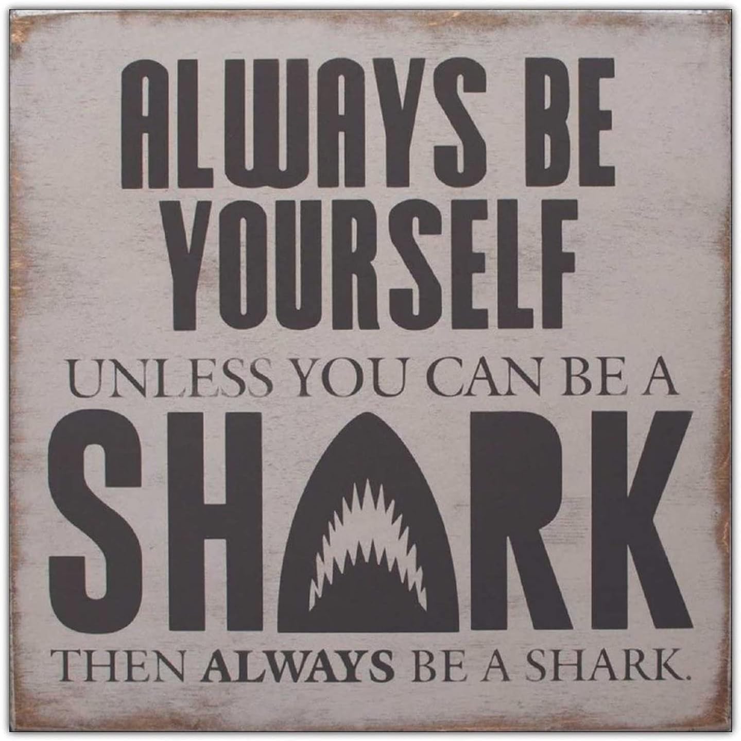 Wonbye Shark Wooden Sign with Sayings Boys Room Wall Art