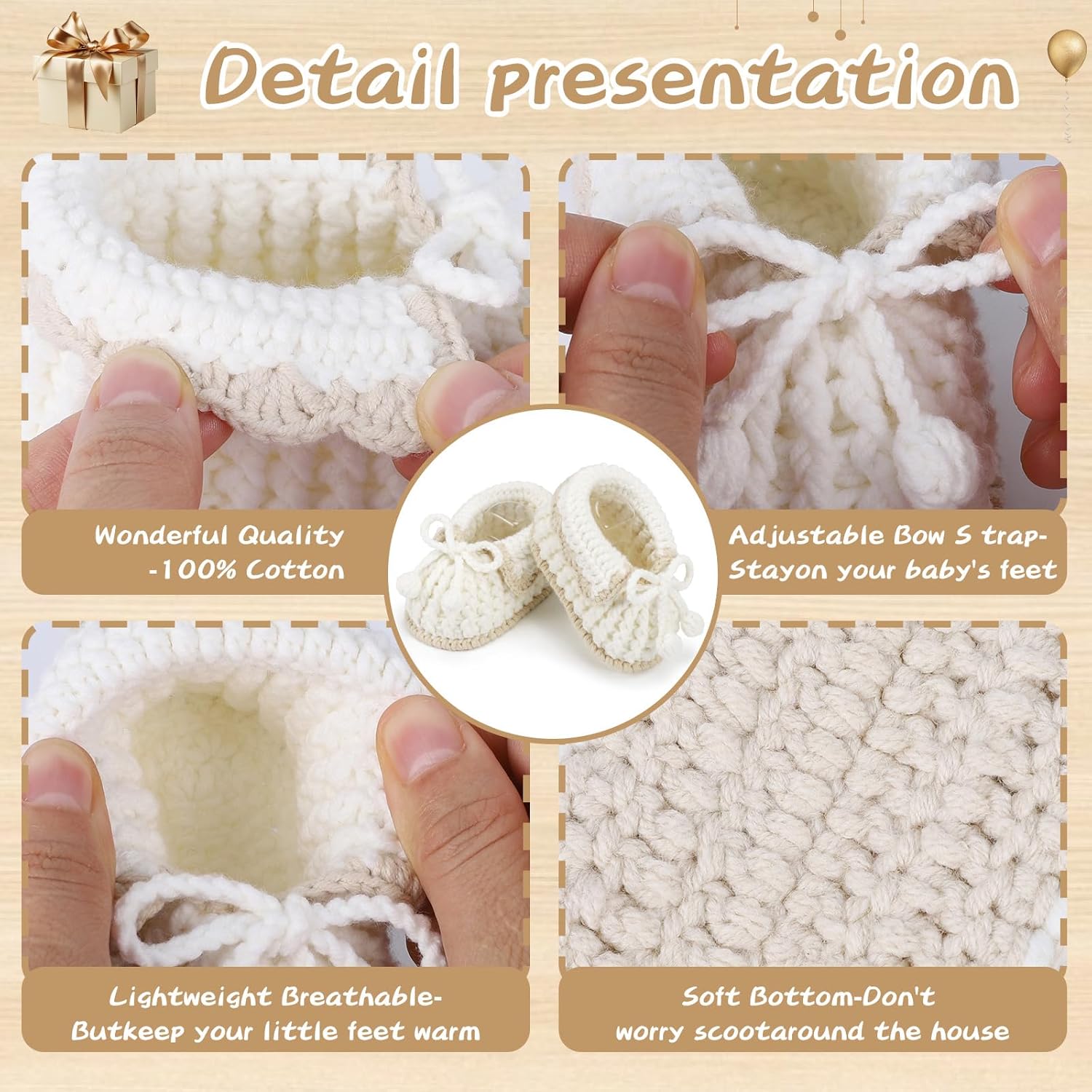 KARUNEL Baby Booties Soft Crochet Infant Shoes for Newborn Boy Girl