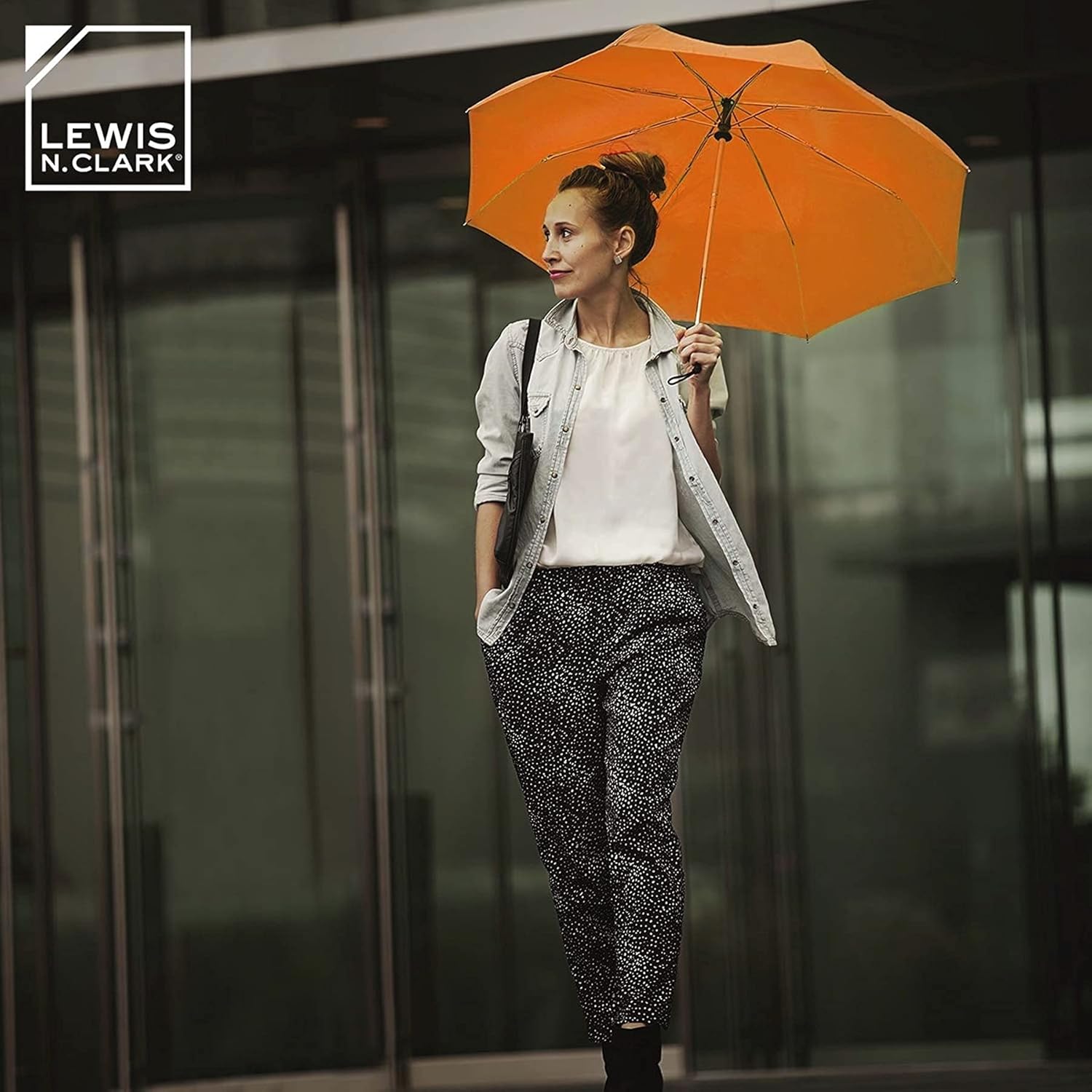 Lewis N Clark Travel Umbrella Orange