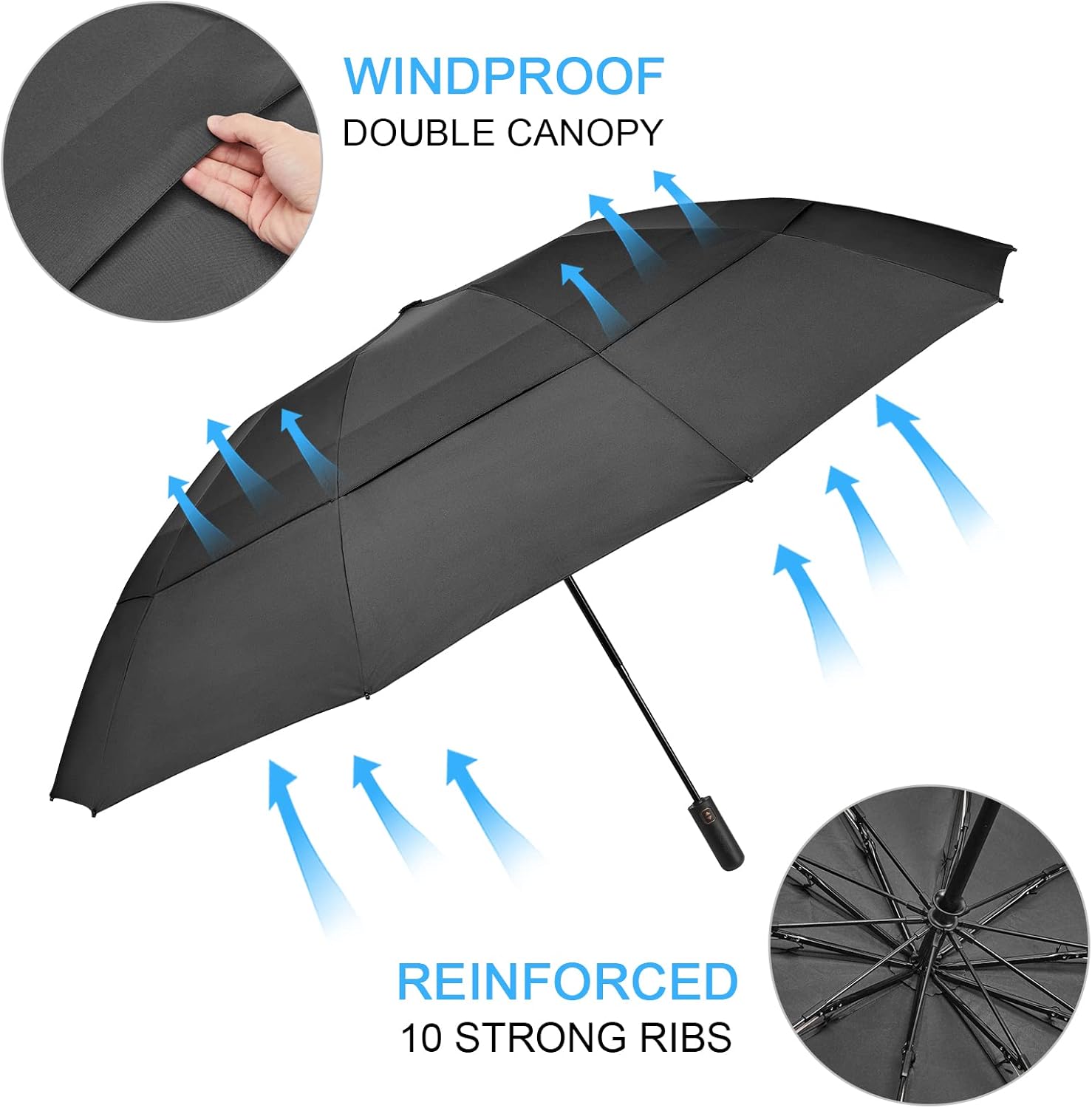 G4Free 46 Inch Windproof Travel Umbrella with Auto Open Close