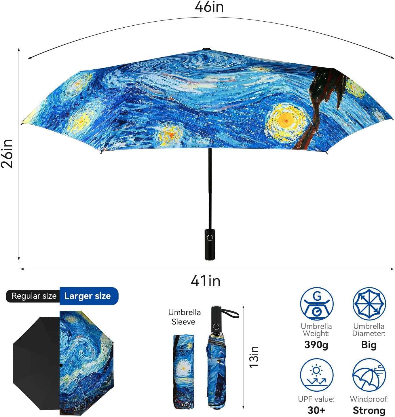 Van Gogh Artistic Folding Umbrella - Unisex Style