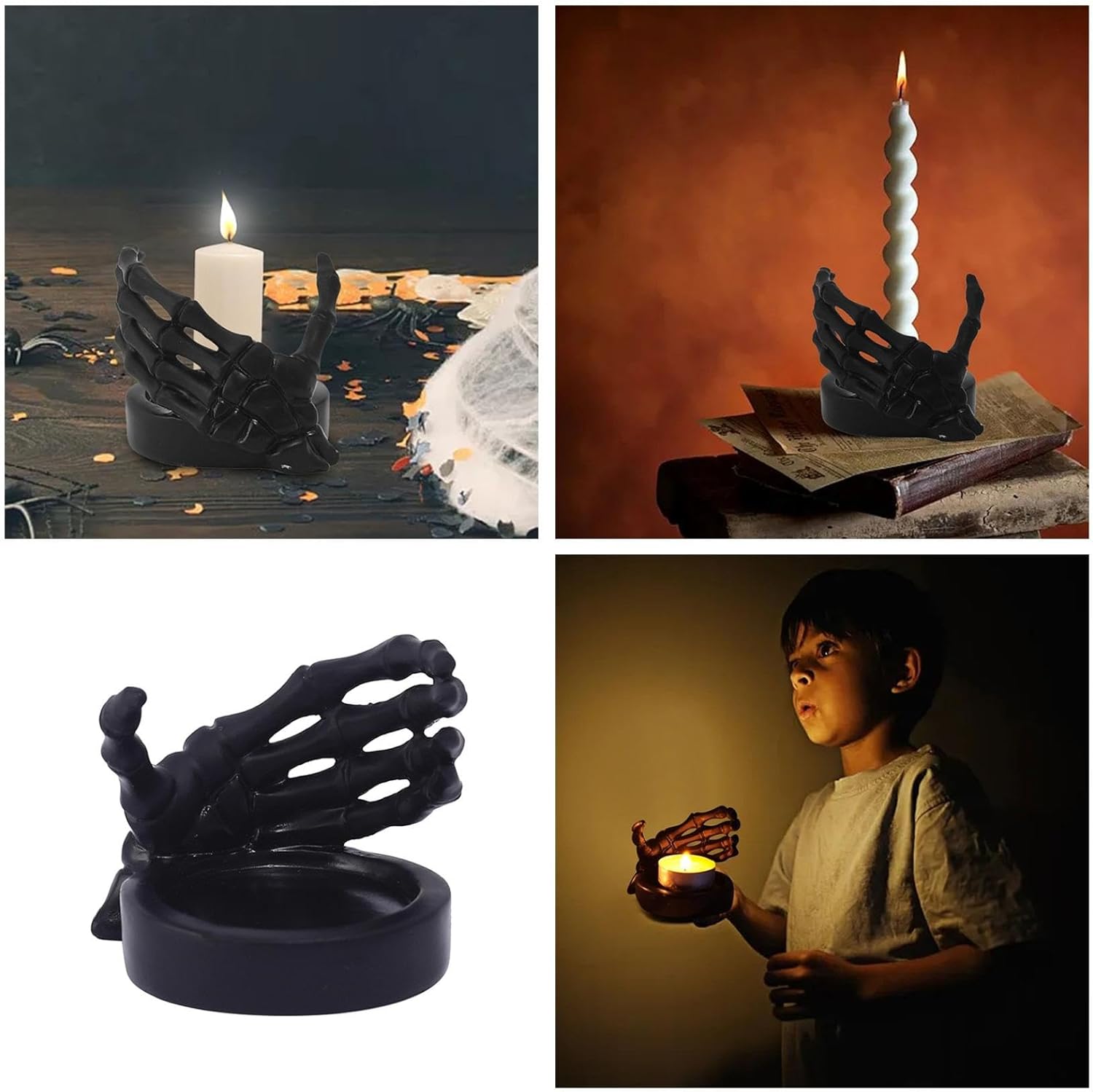 Halloween Resin Skeleton Candle Holder Gothic Decor 1