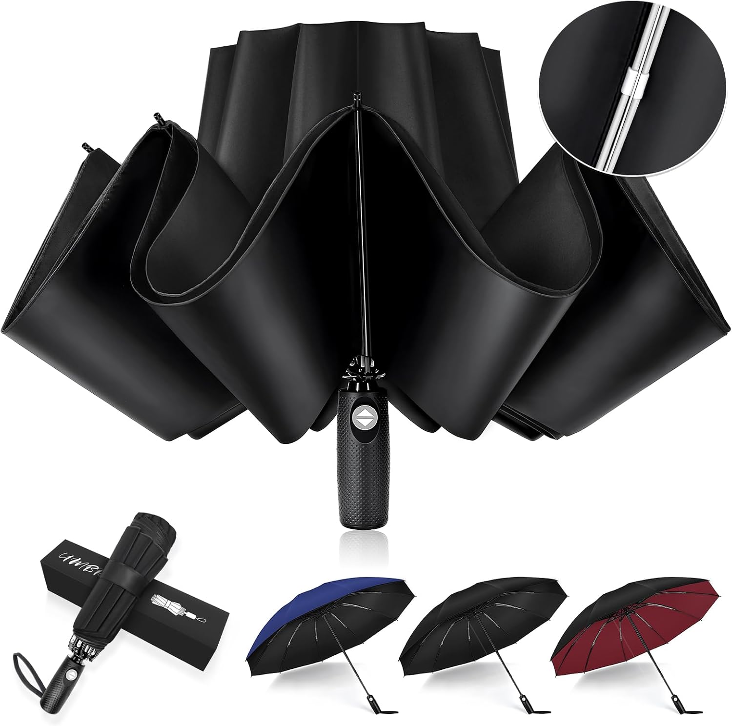 Bachdomc Inverted Windproof Umbrella for Travel and Weather Protection