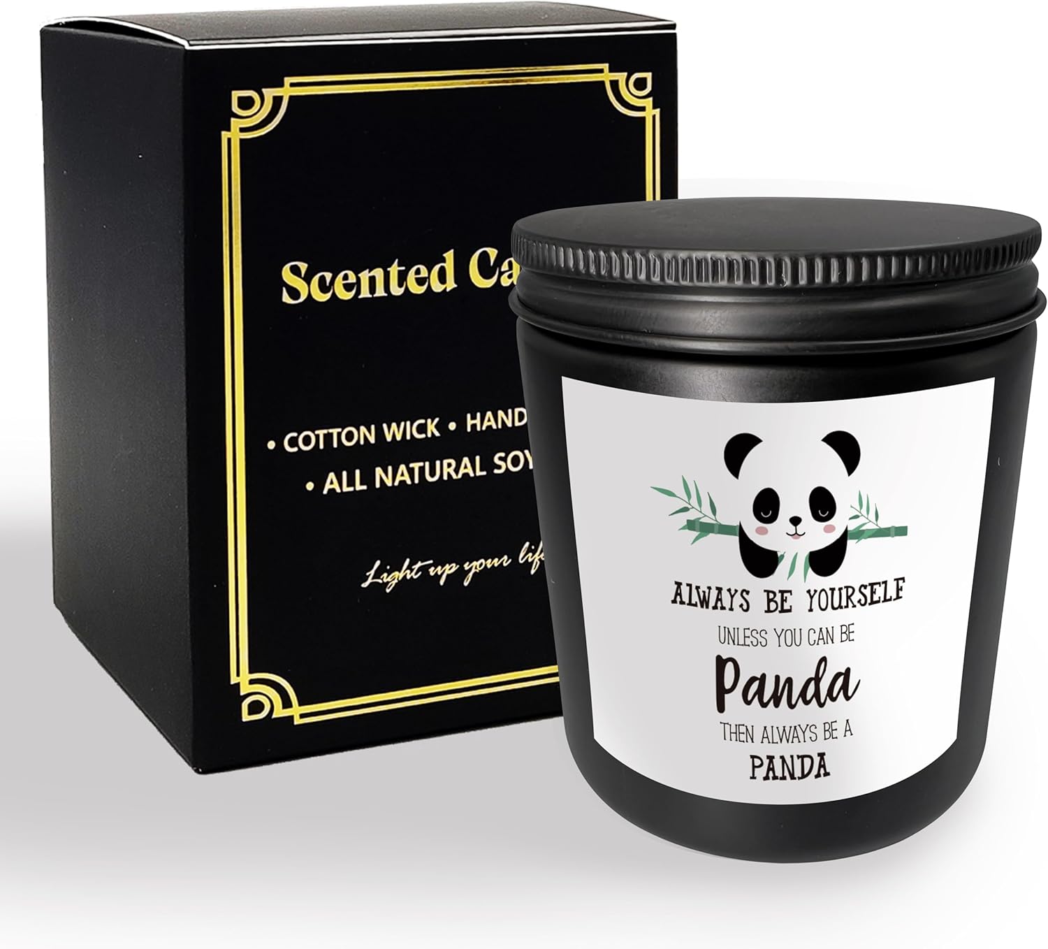 Mancheng-zi Panda Scented Candle Jar Black
