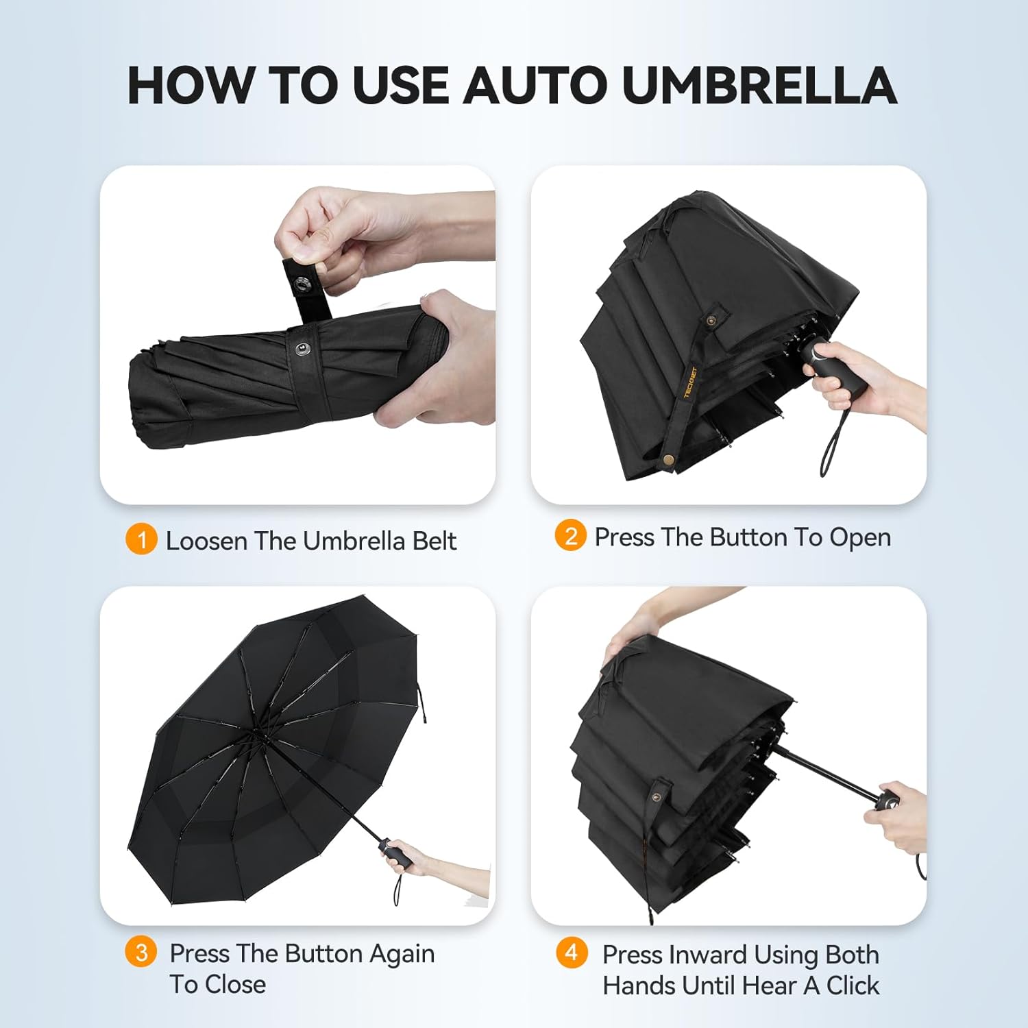 TECKNET Windproof Folding Umbrella with Double Canopy