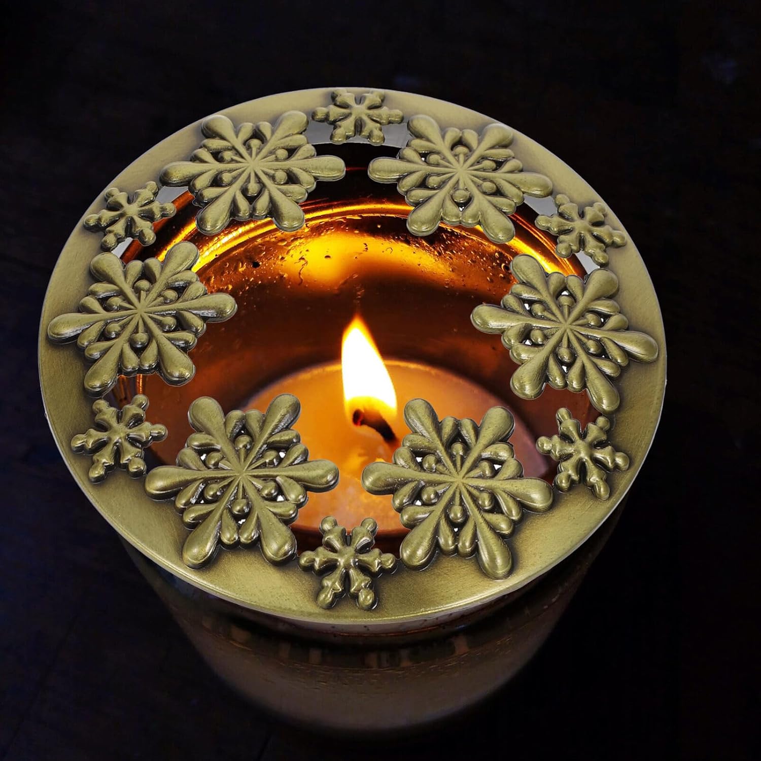 Luxshiny Snowflake Candle Lid Metal Cover