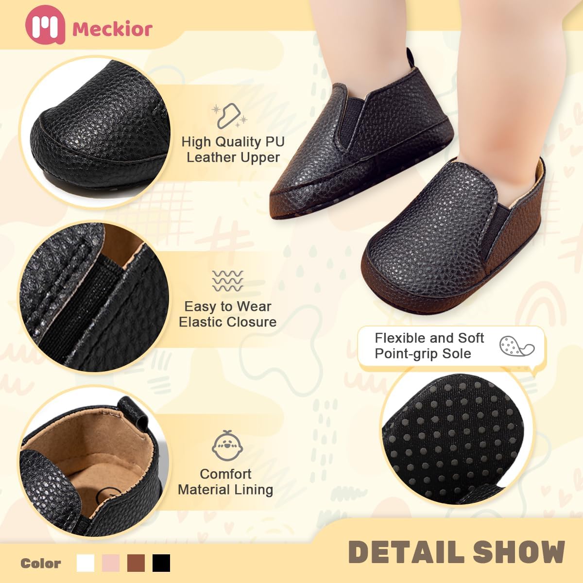 Meckior Soft Sole Baby Canvas Shoes for Newborns and Toddlers