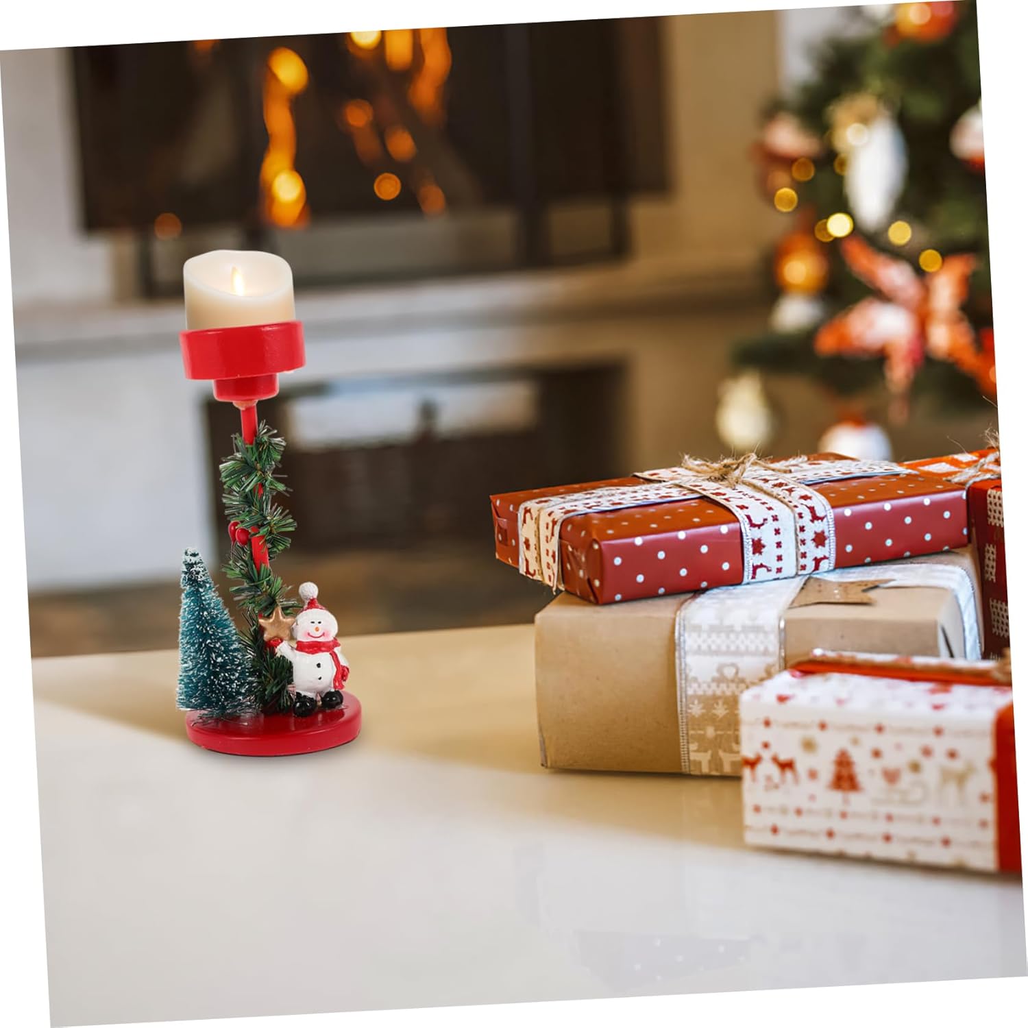 Snowman Candle Holder Christmas Decor for Tree and House