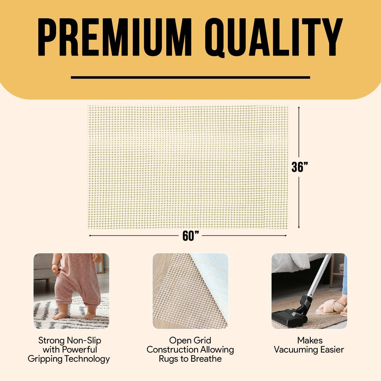 Non Slip Rug Gripper 3x5 Feet for Hardwood Floors