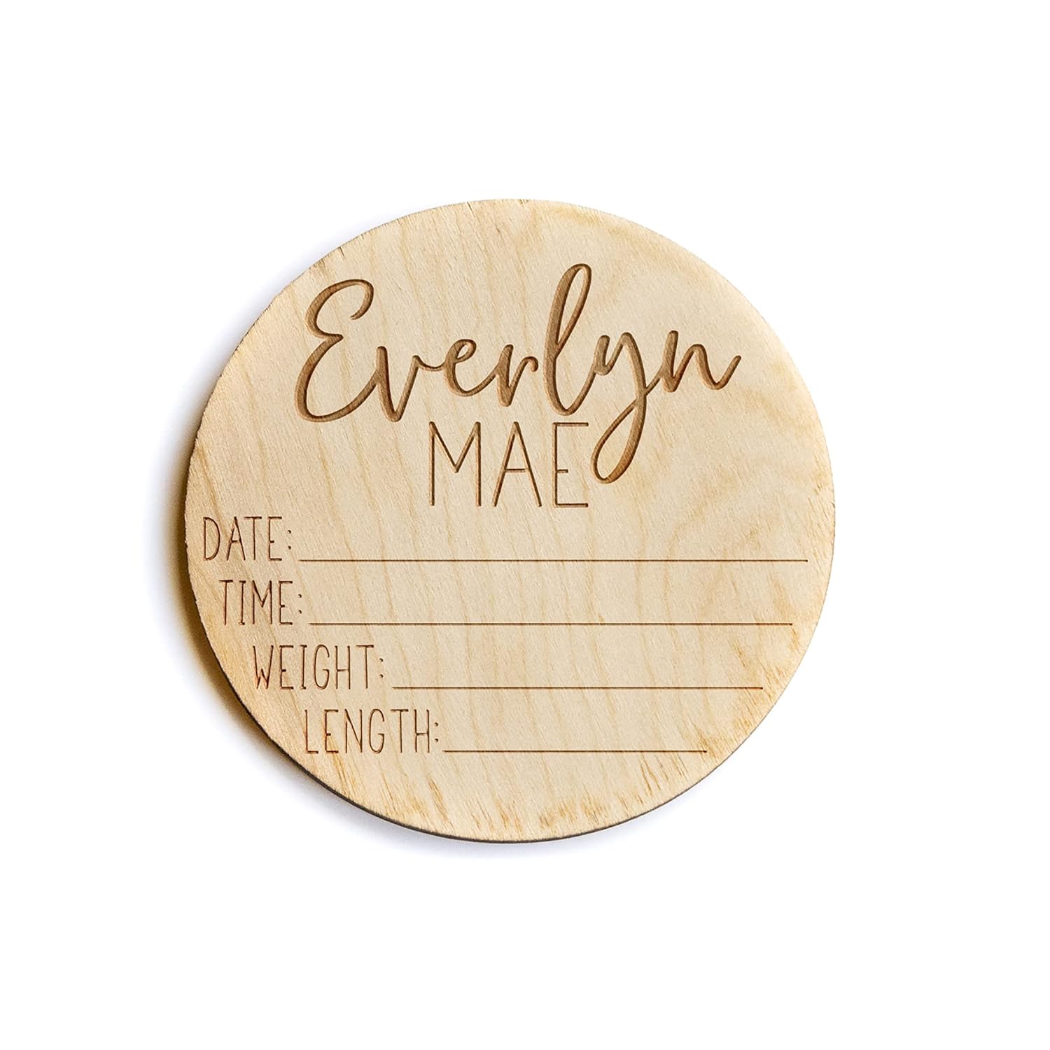 Glimmer Designs Newborn Announcement Sign - 4 Inch Wood Circle