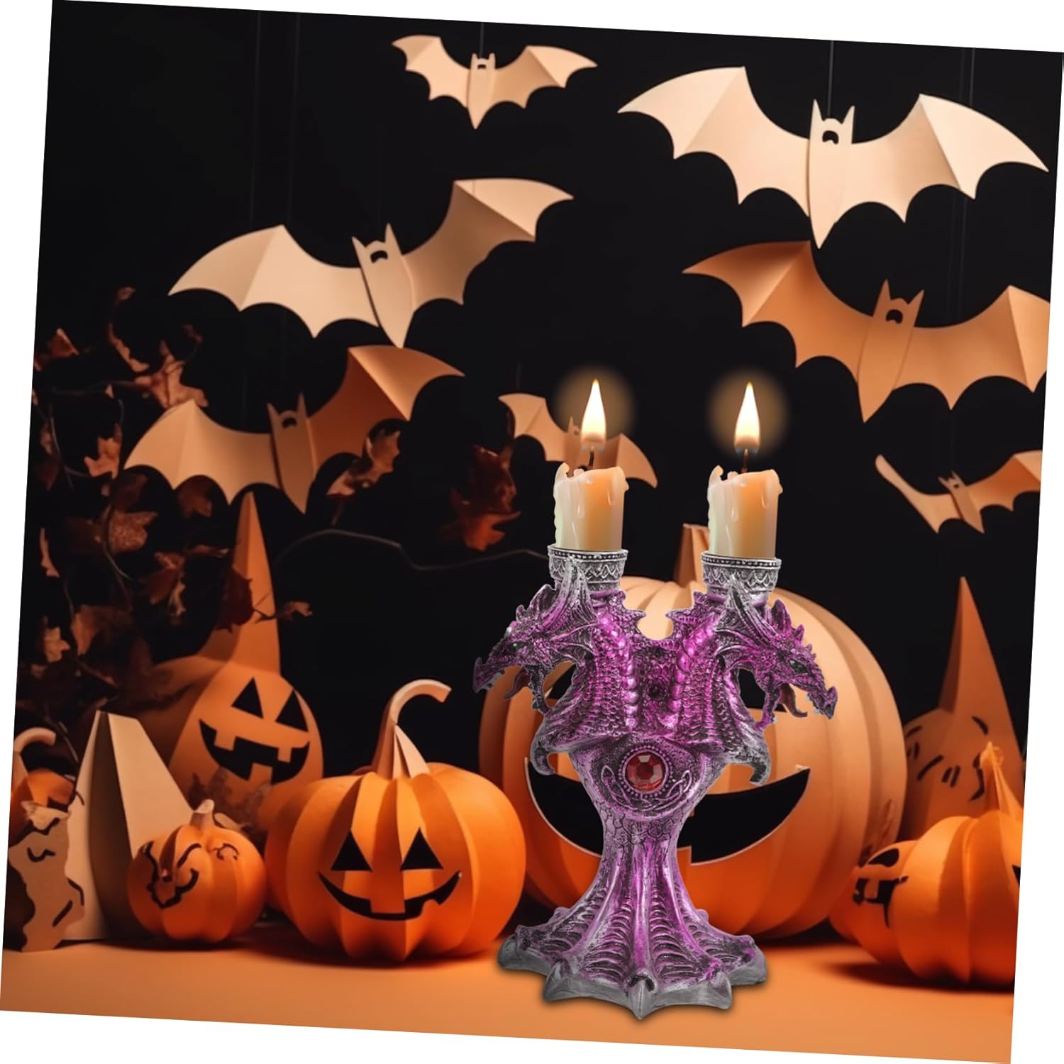 Cabilock Halloween Dragon Candle Holder Resin Reusable