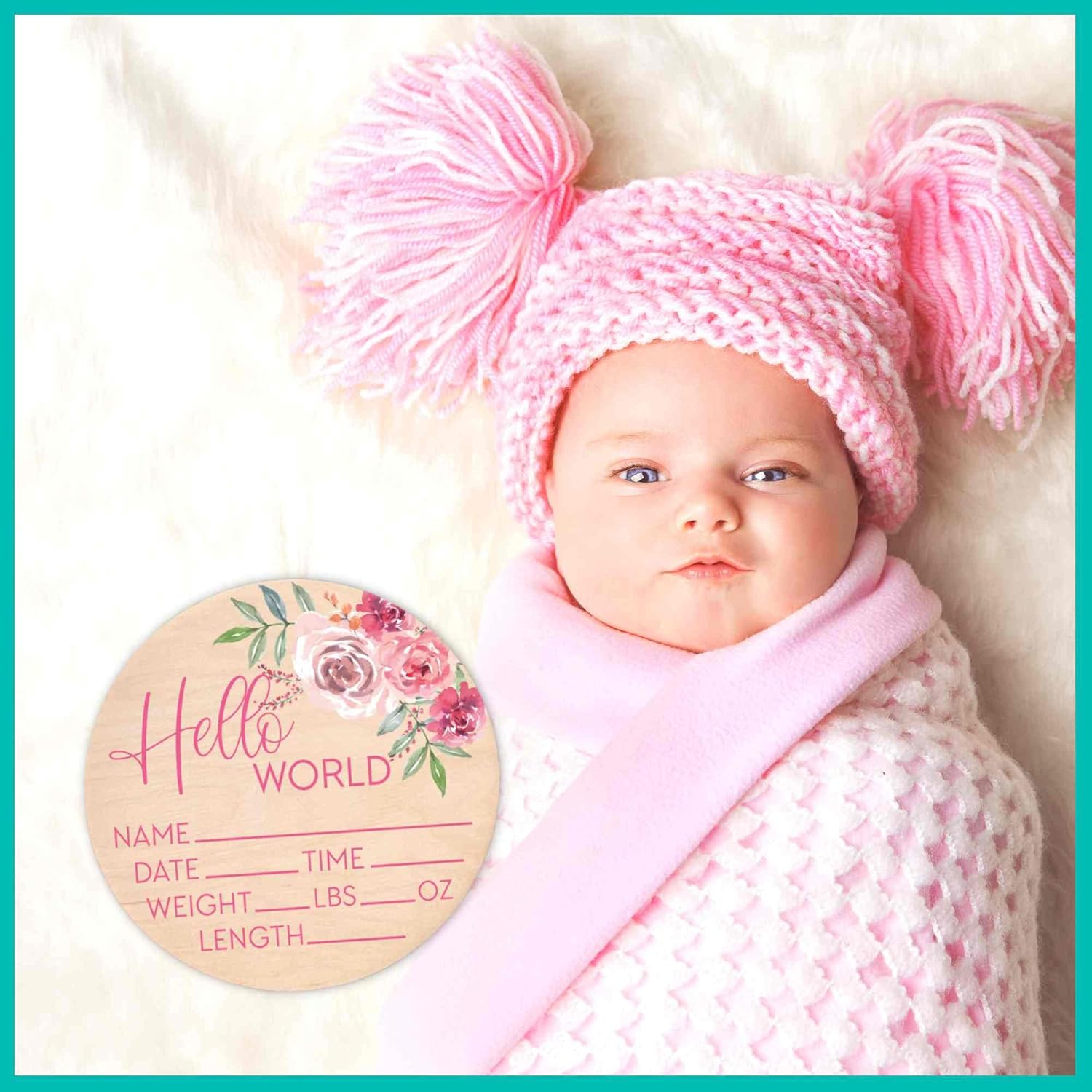 Yippee Baby World Sign - Newborn Birth Stats Decor