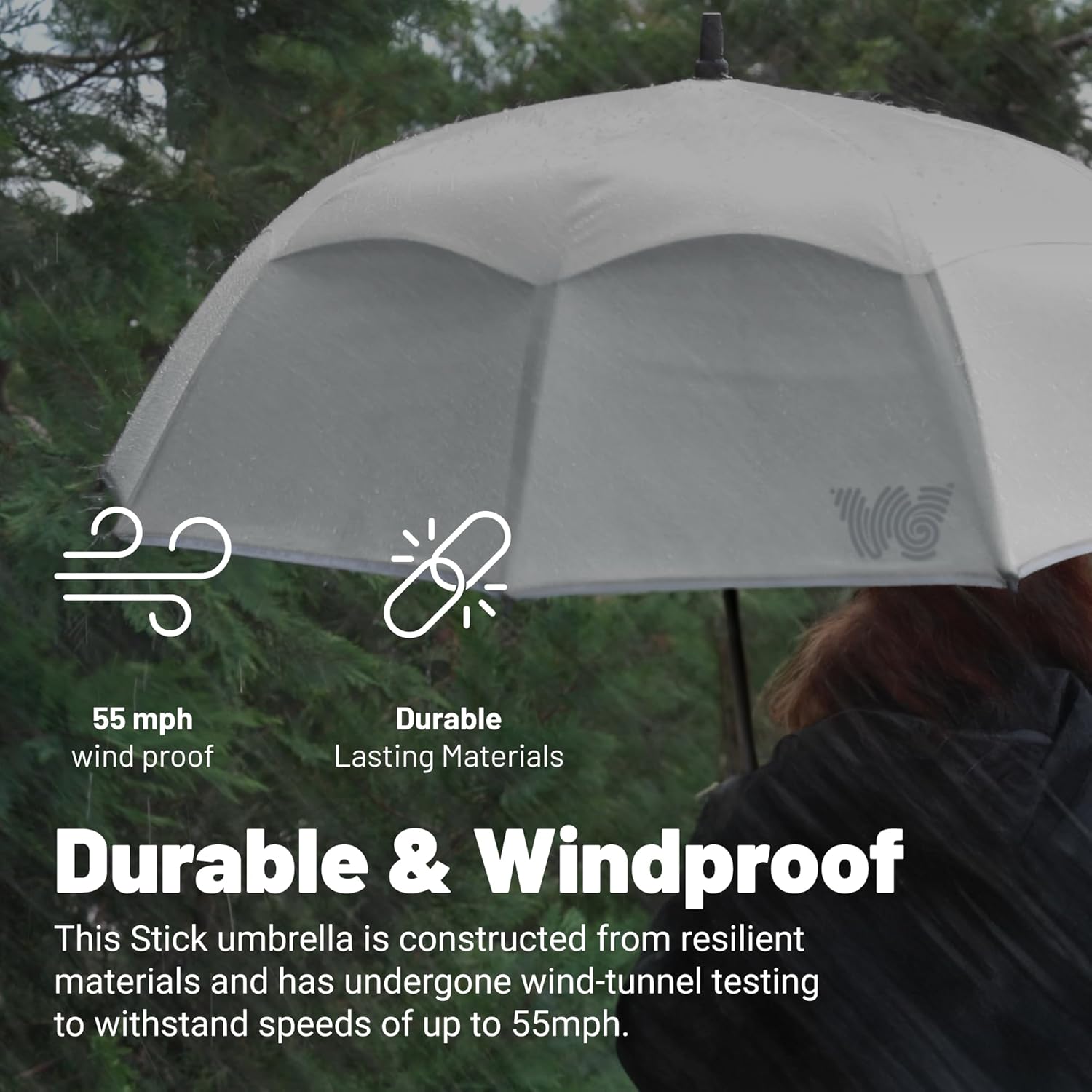 Weatherman Windproof Stick Umbrella 55 MPH Resists
