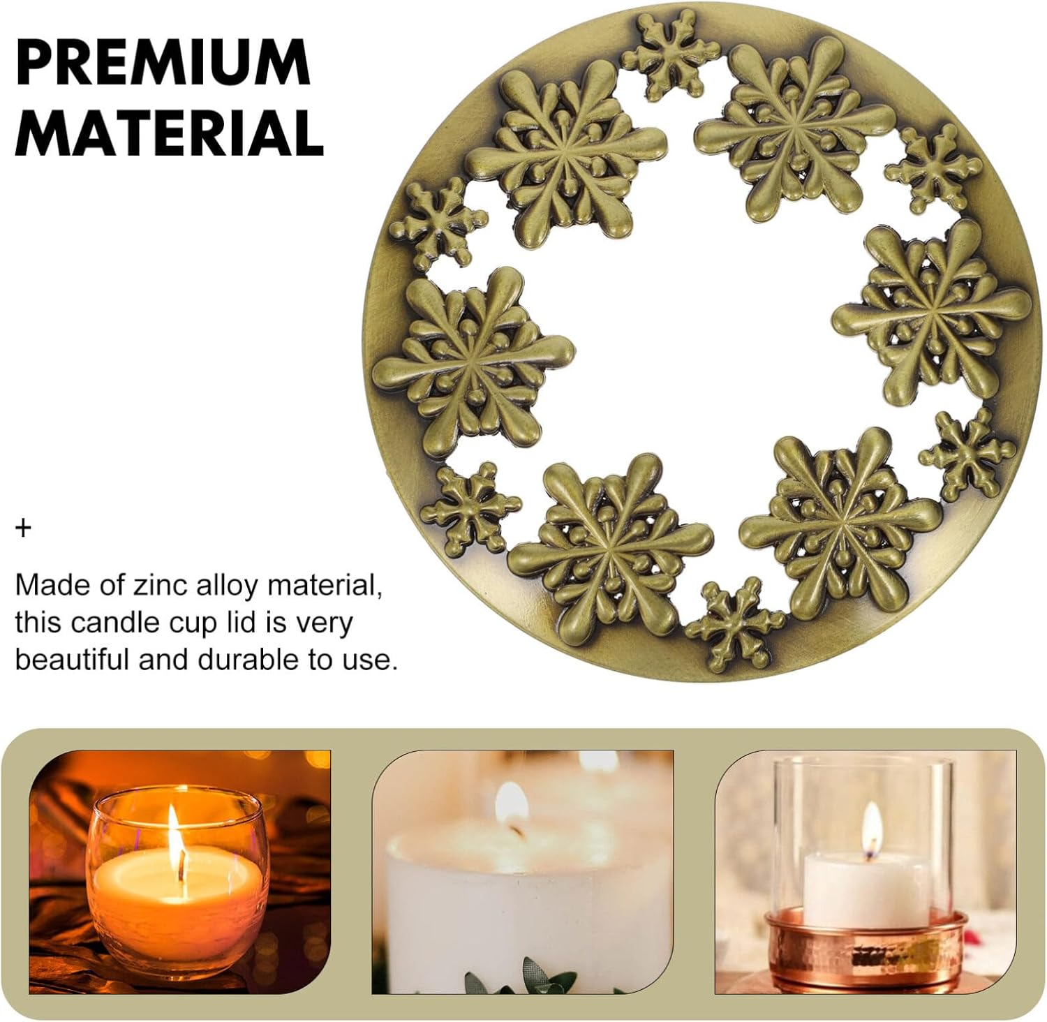Luxshiny Snowflake Candle Lid Metal Cover