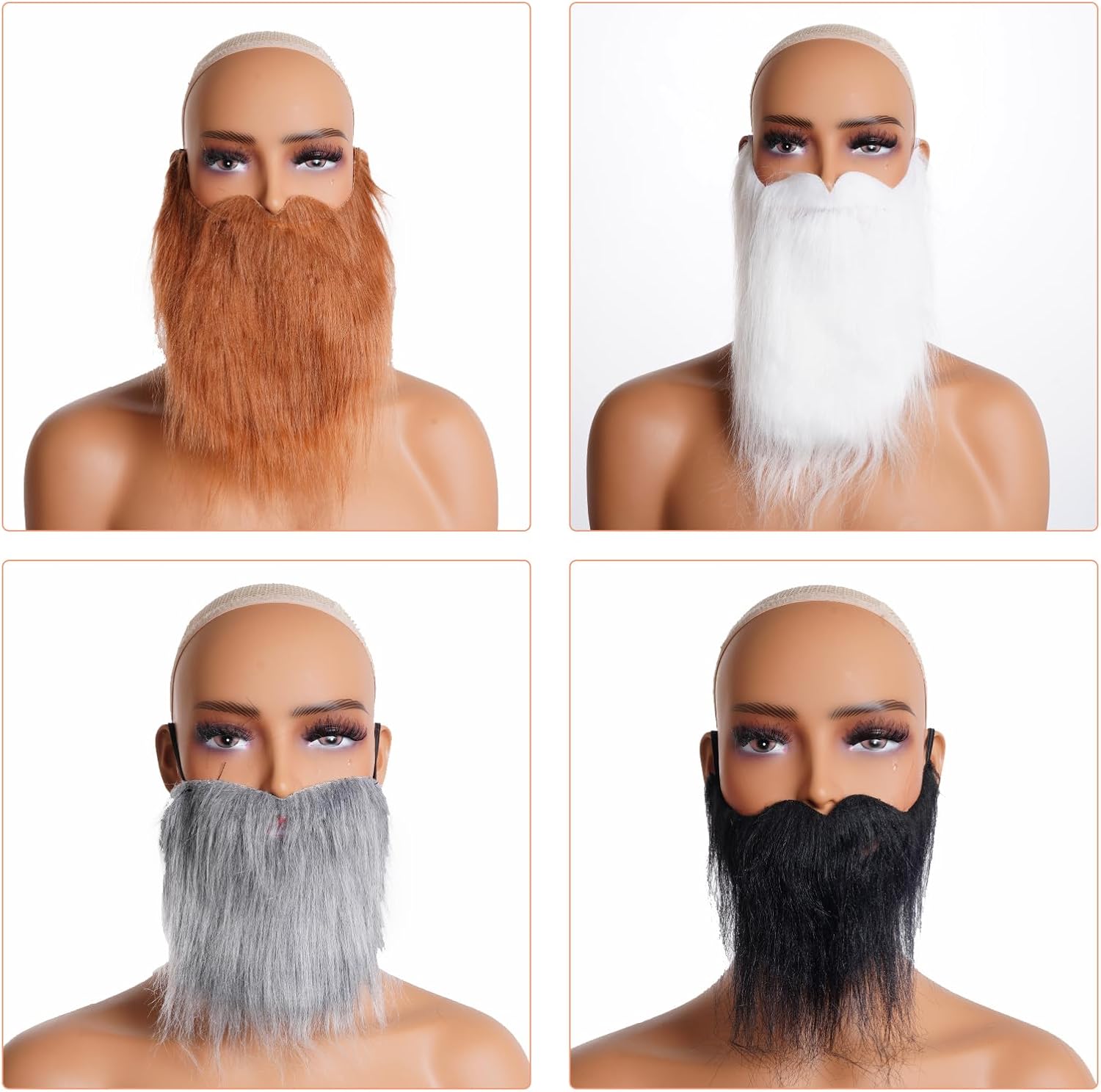 4Pcs Fake Beards for Halloween Costume Cosplay