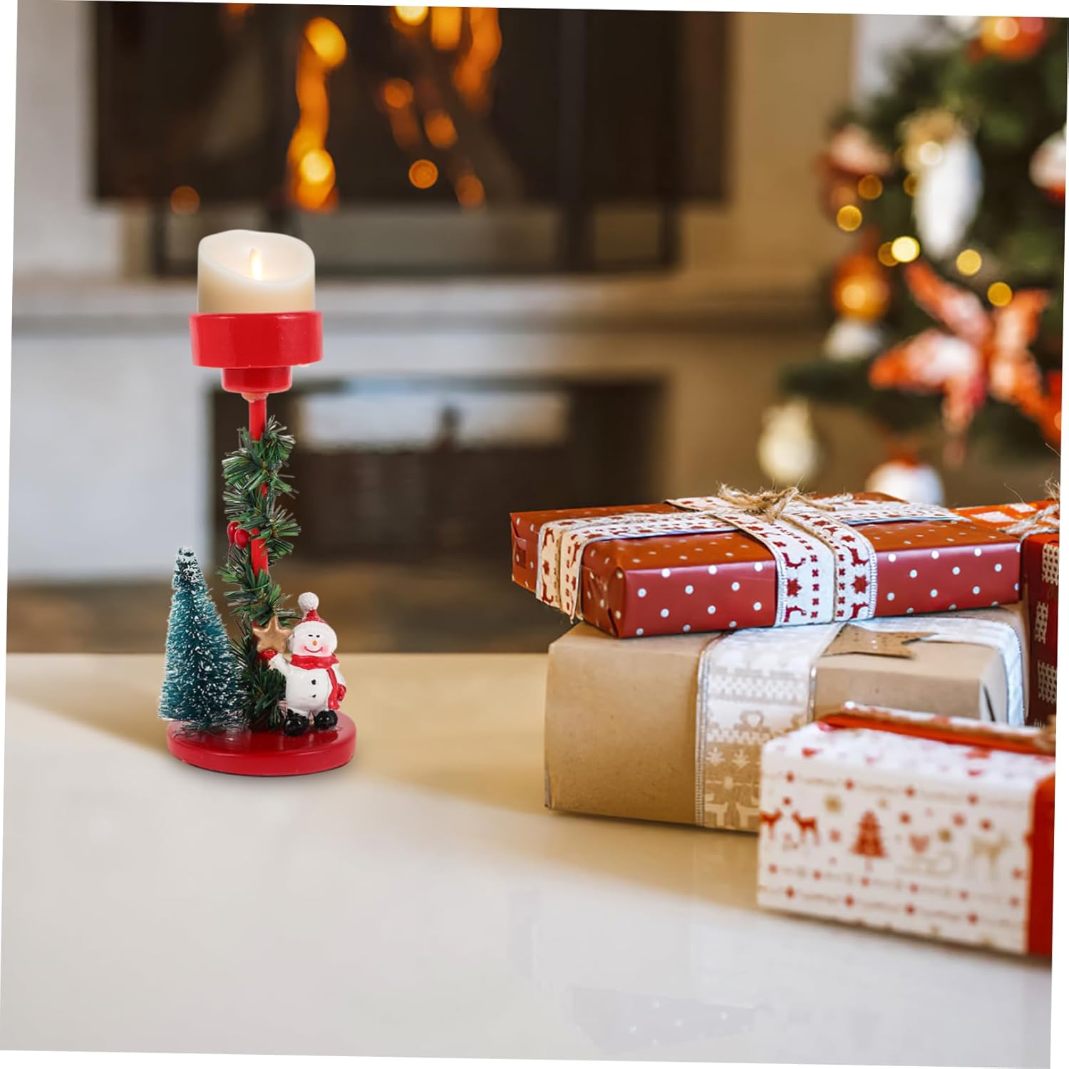 ETHZZLE Snowman Candle Holder Ornament for Christmas Decor