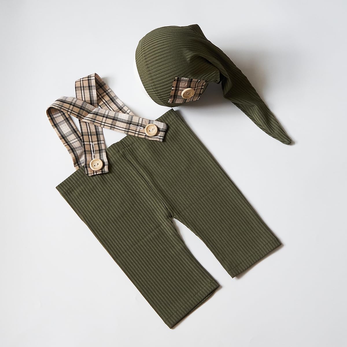 Zeroest Newborn Boy Photo Outfit with Suspenders and Hat
