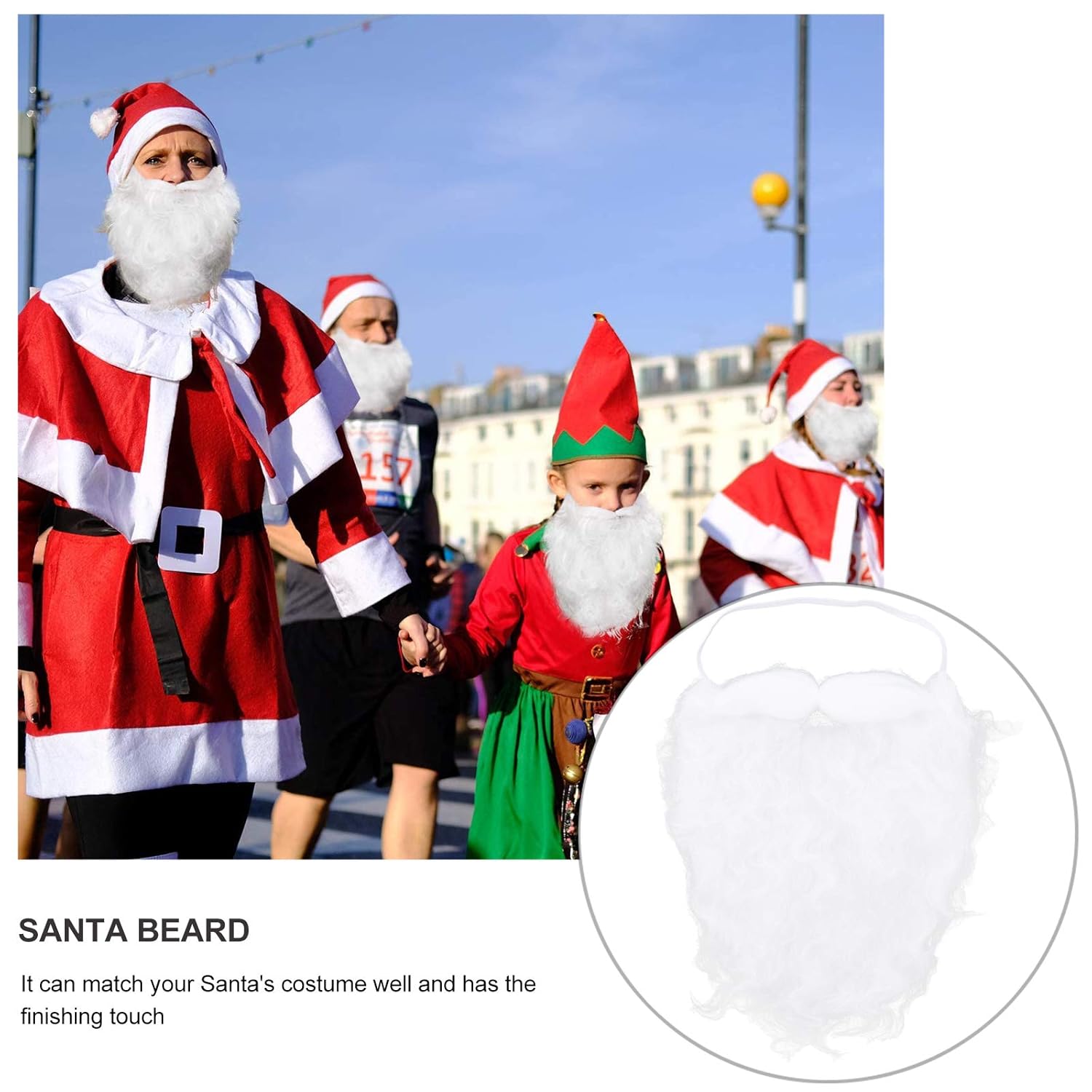 Uonlytech 4pcs Santa Beard Christmas Costume Wig 1