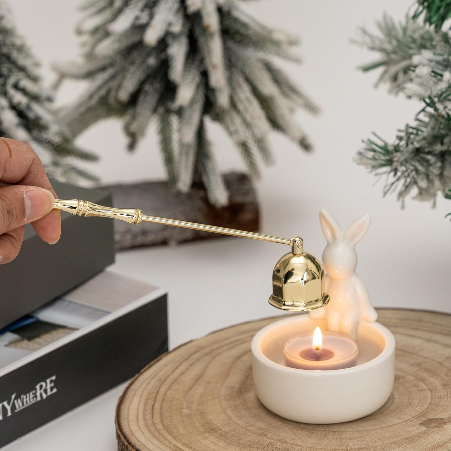 Stainless Steel Golden Candle Snuffer with Long Handle Gift Box