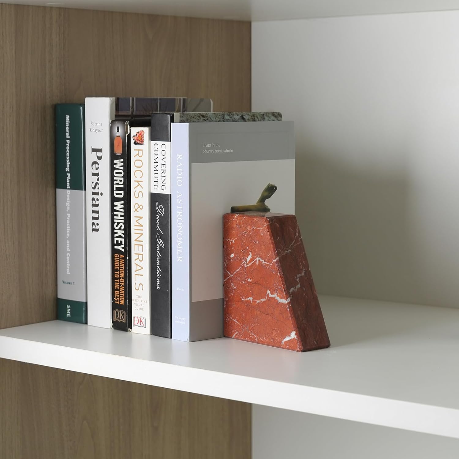 Koville Red Marble Bookends for Heavy Books