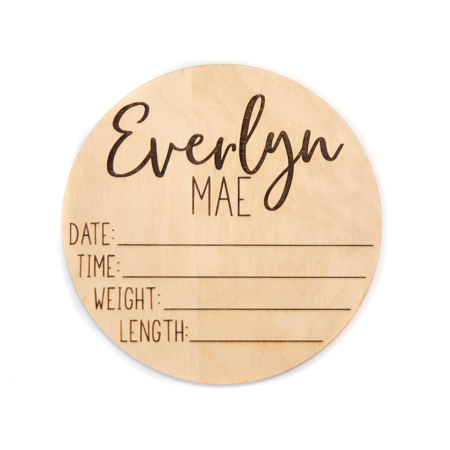 Personalized Wooden Baby Birth Announcement Sign - 4 5 6 Diameter