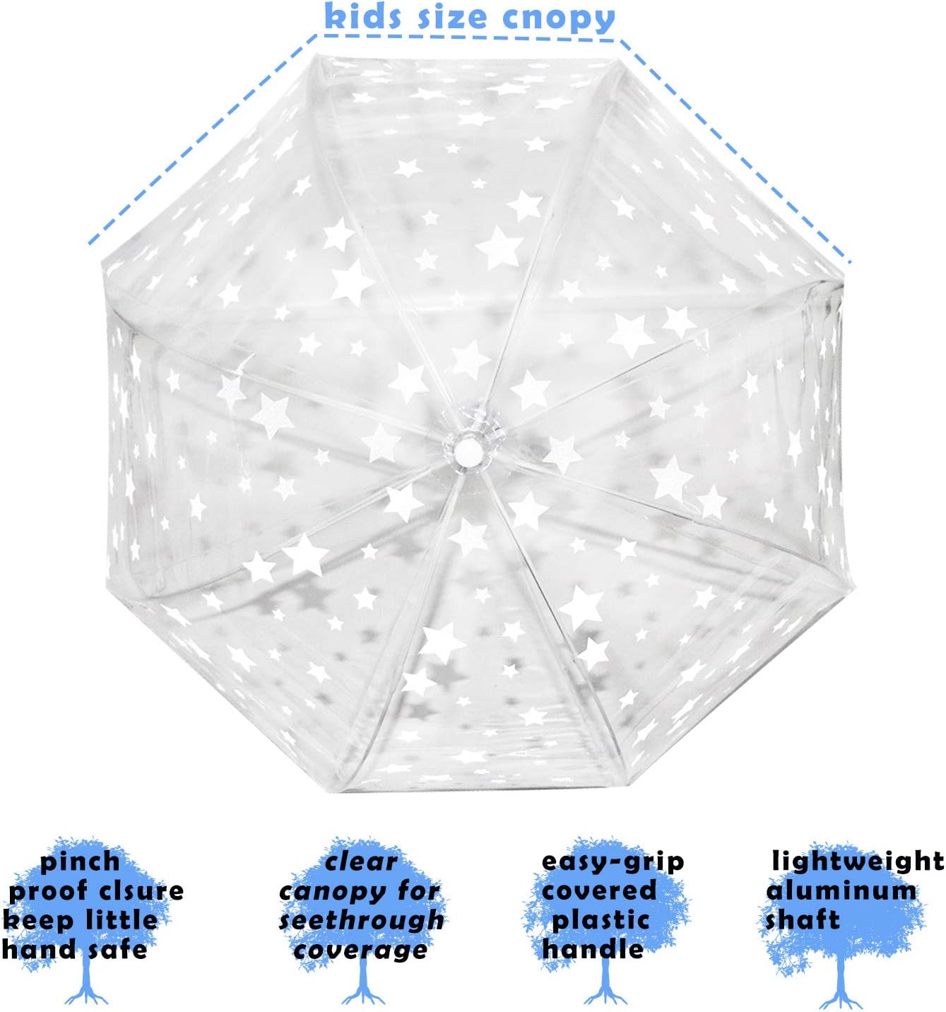Baraida Kids Clear Dome Bubble Umbrella with Easy Grip Handle