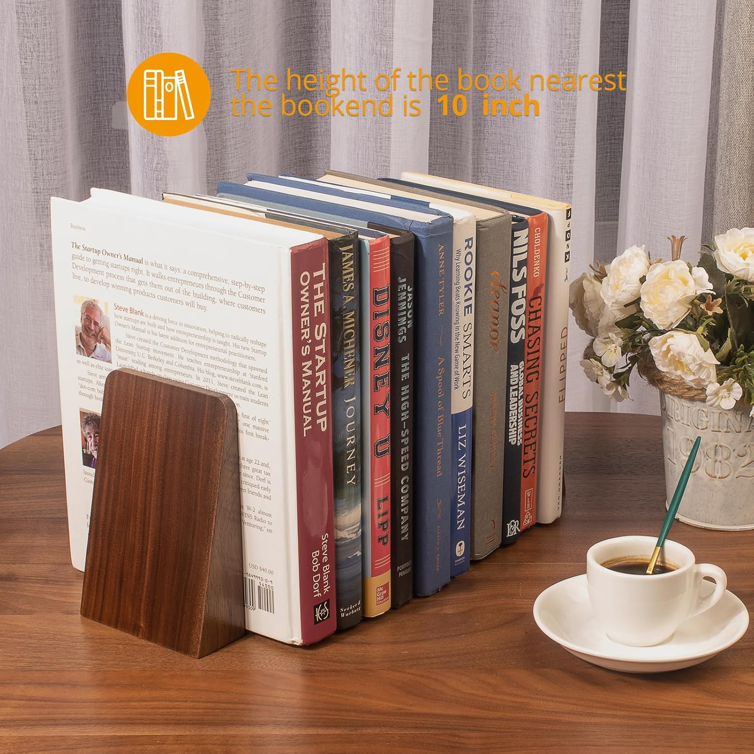 DRELIFAM Black Walnut Book Ends Heavy Duty