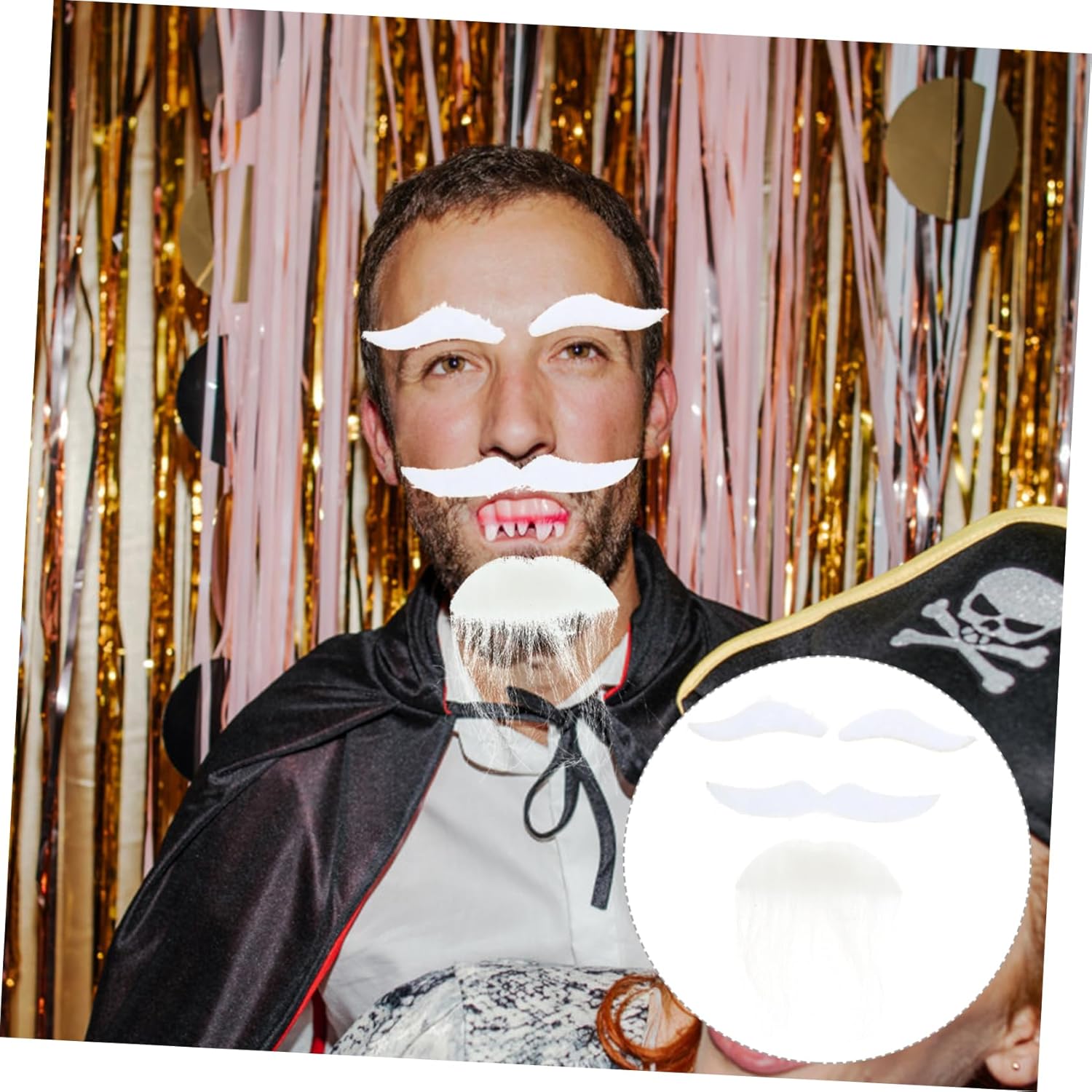 Ipetboom 1Set Fake Beard with Mustache for Halloween Costume
