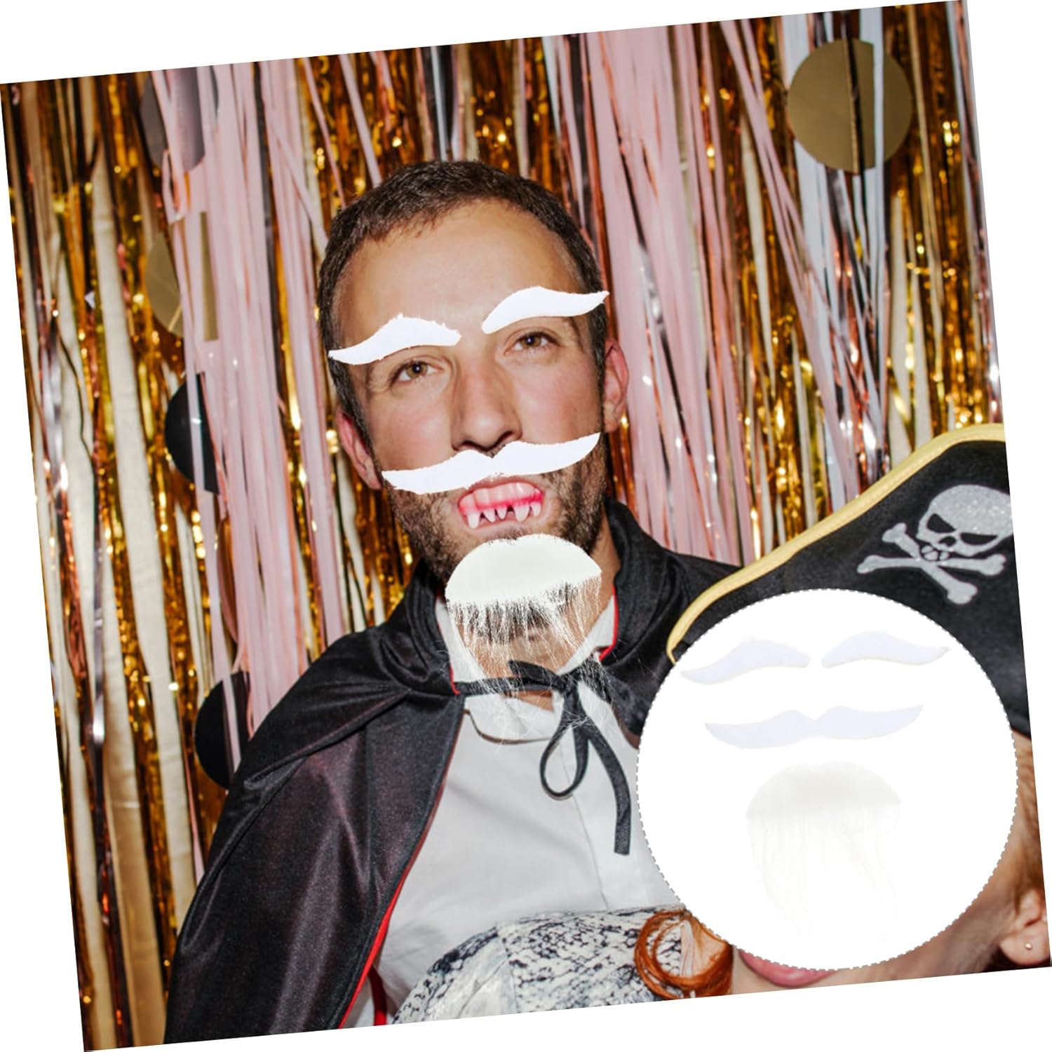 AOKWAWALIY Halloween Fake Beard and Mustache Set 1