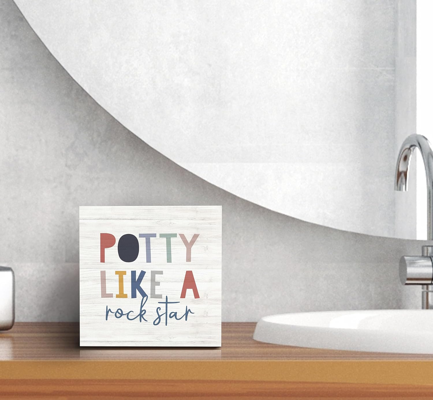SRADMO Funny Kids Potty Sign Rock Star Wood Box Decor
