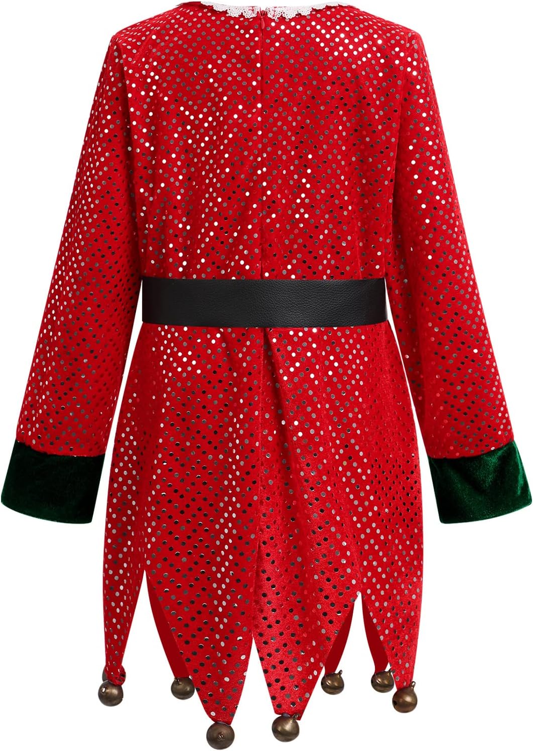 IMEKIS Girls Christmas Elf Costume with Hat and Stockings