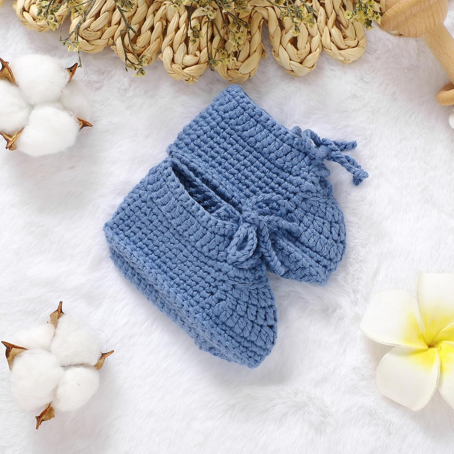 Hadetoto Baby Booties Cotton Knit Soft Socks Shoes for Newborn