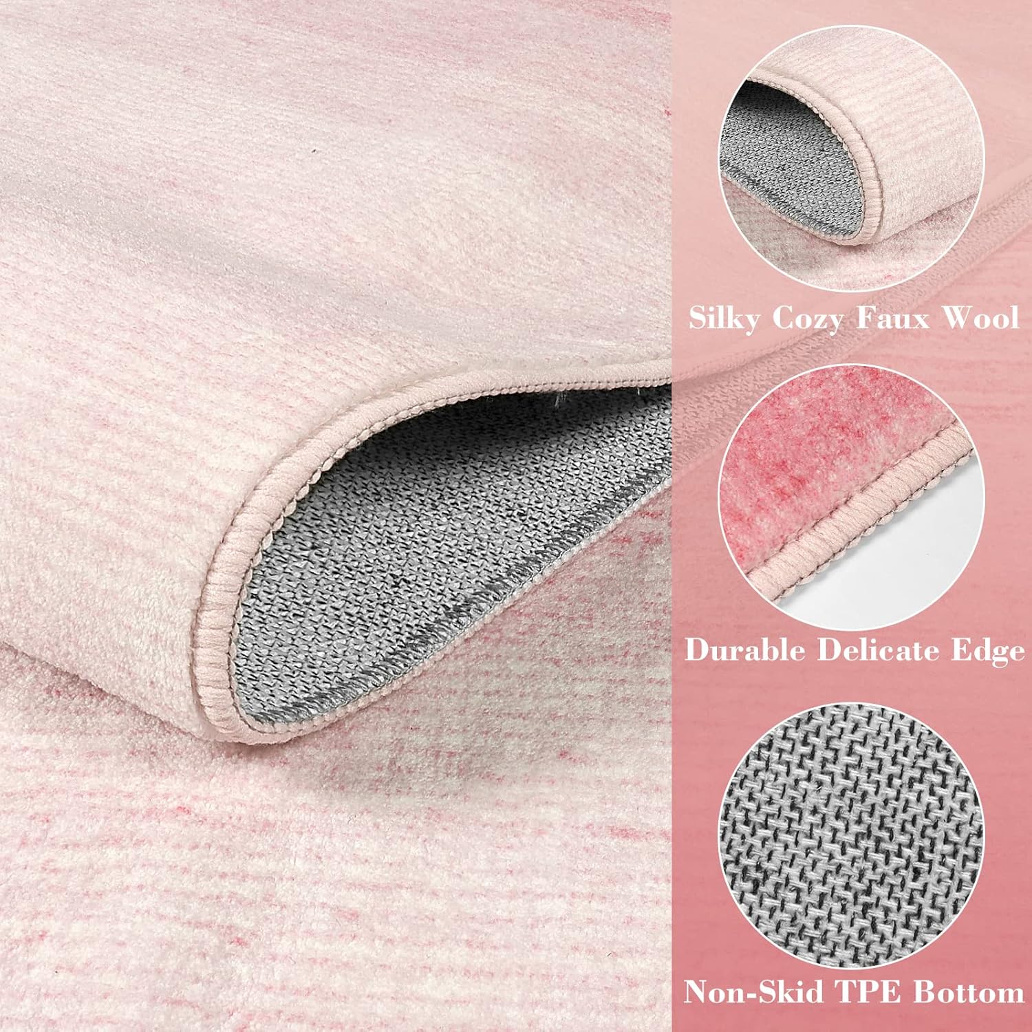 Wonnitar Washable 3x5 Area Rug Pink